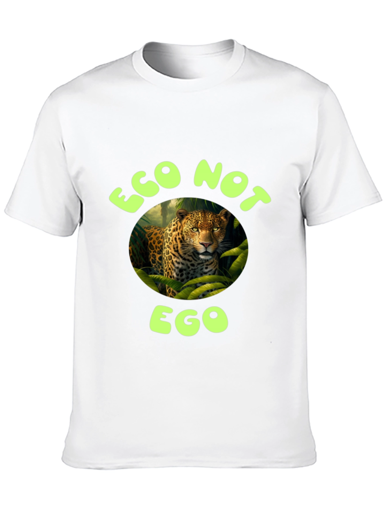 Eco Not Ego Leopard Graphic T-Shirt