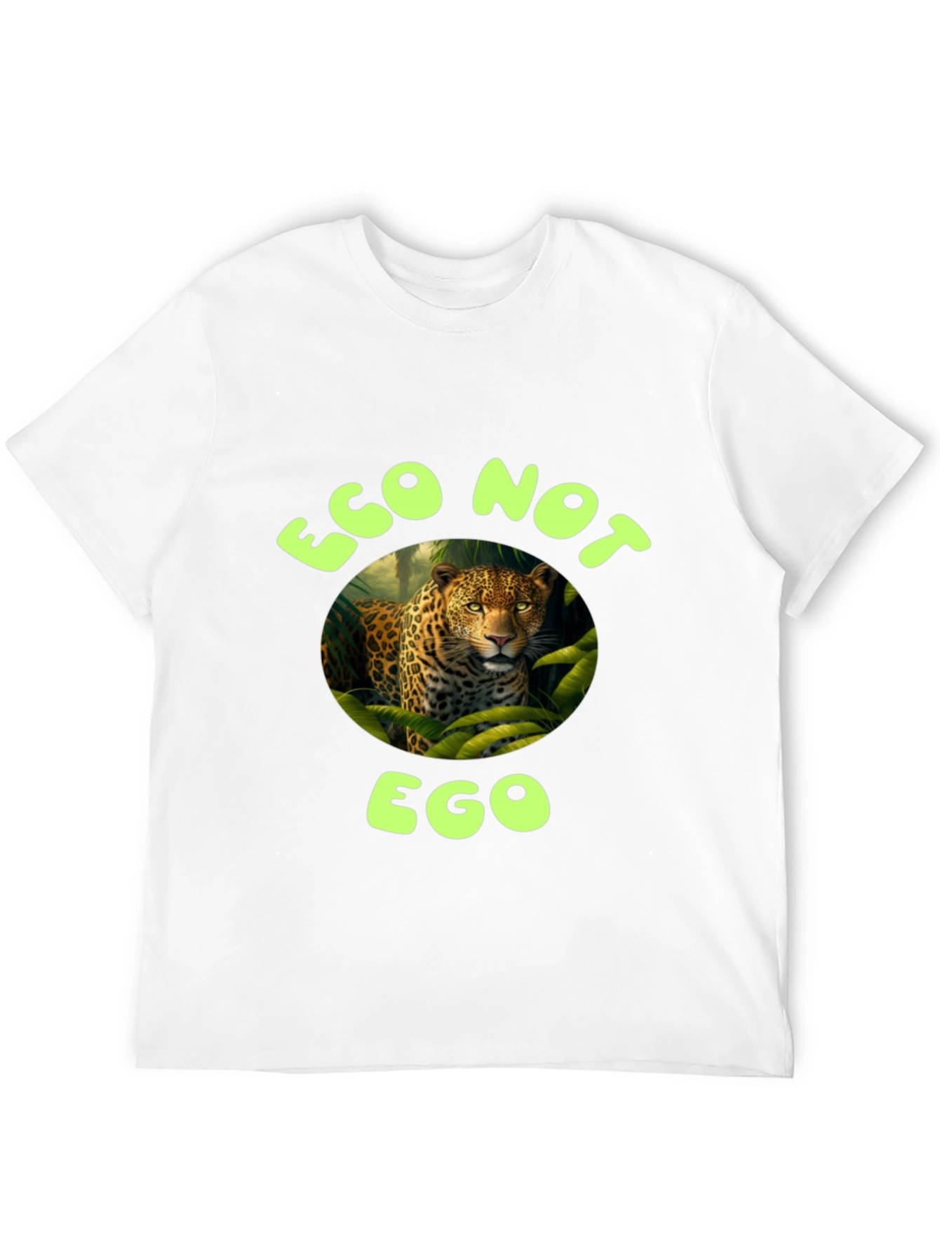 Eco Not Ego Leopard Graphic T-Shirt