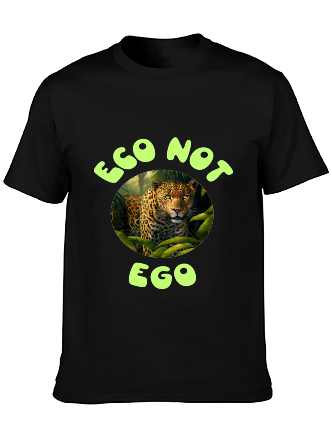 Eco Not Ego Leopard Graphic T-Shirt