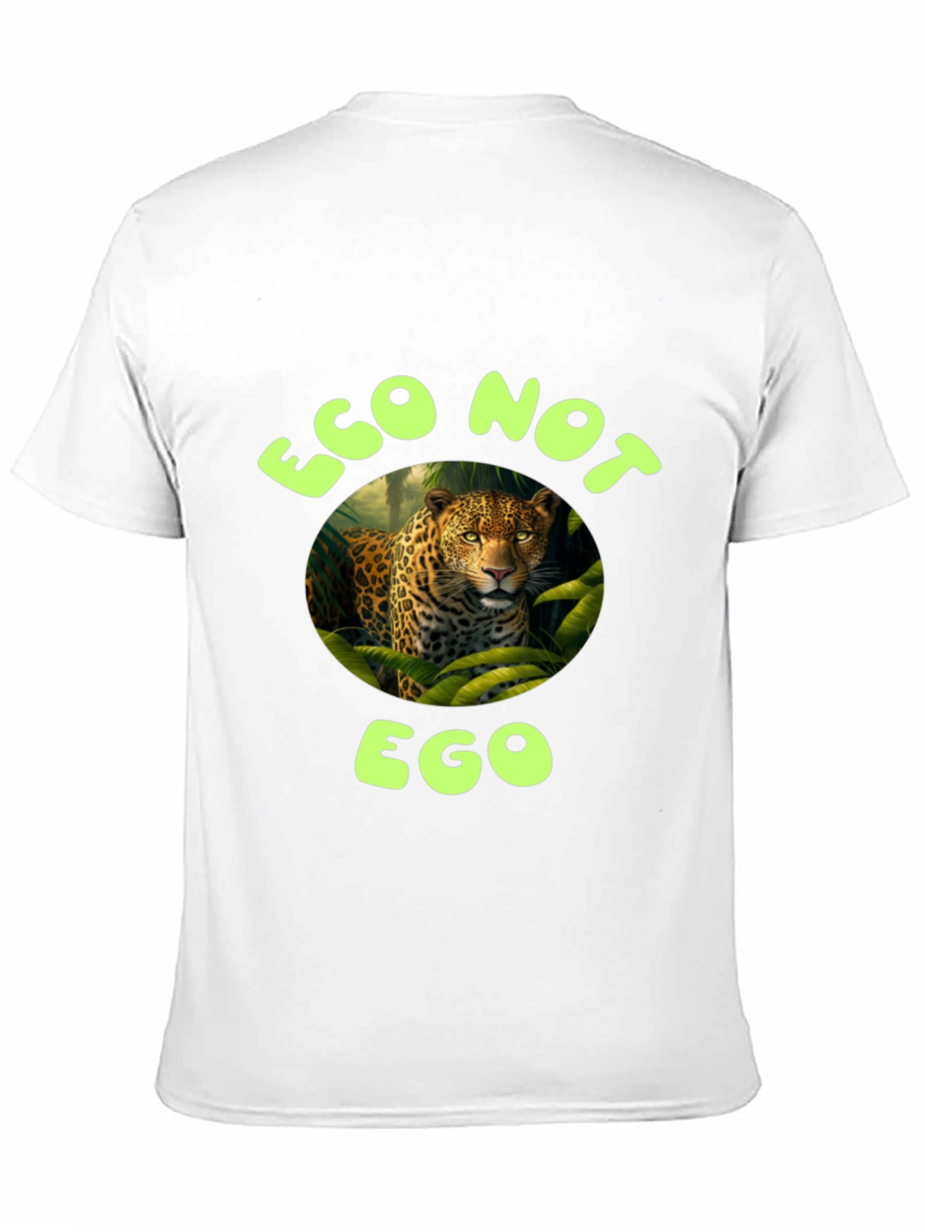 Eco Not Ego Leopard Graphic T-Shirt