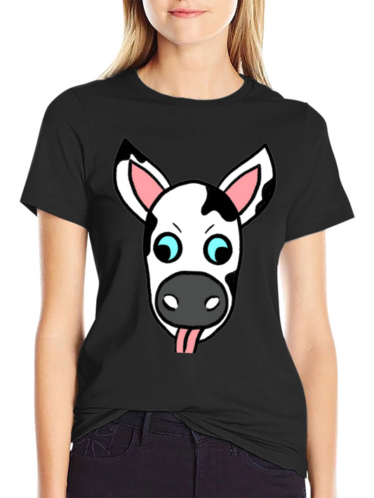 Funny Cow Face Graphic T-Shirt