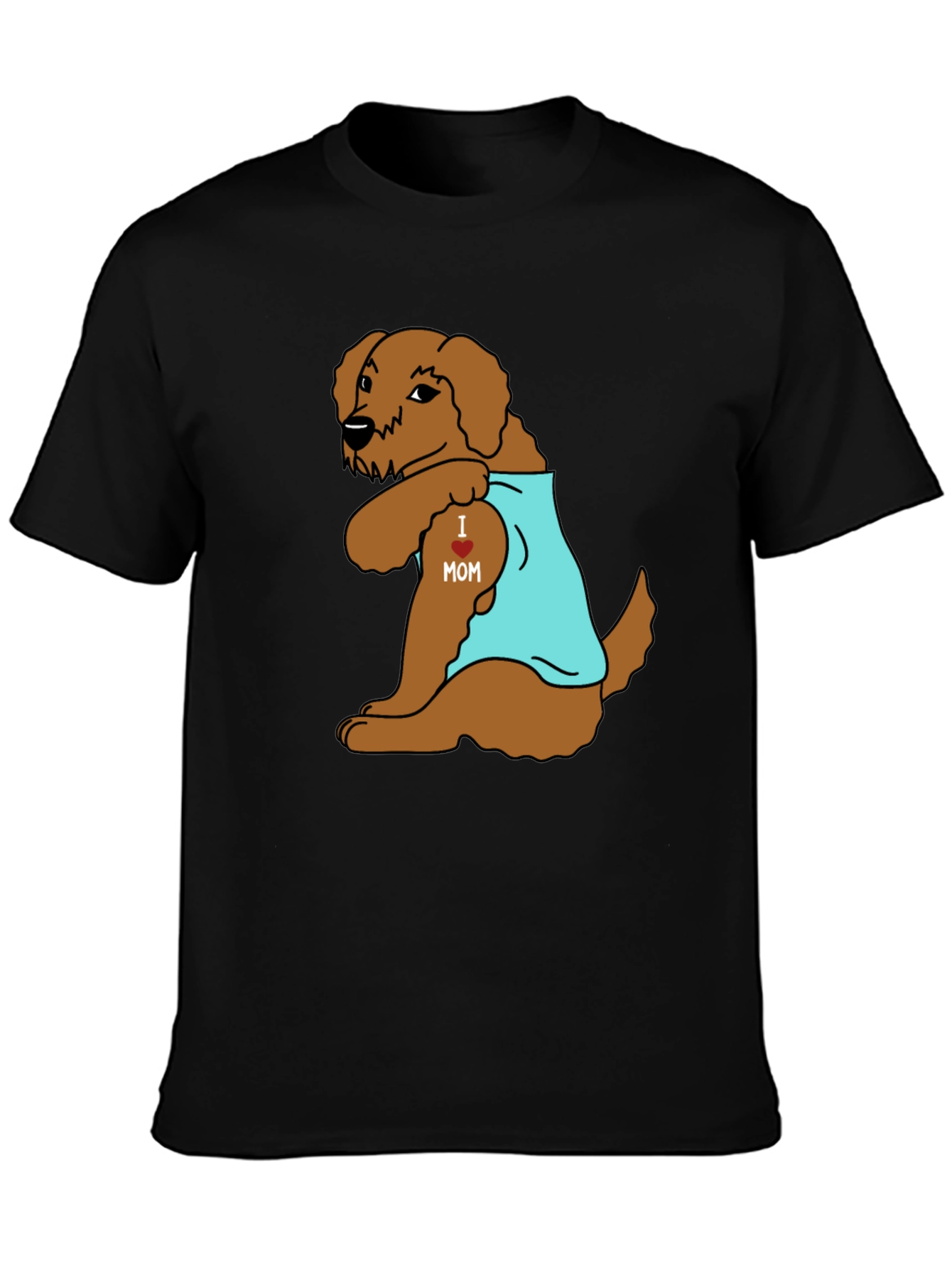 Dog I Heart Mom Tattoo Black T-Shirt