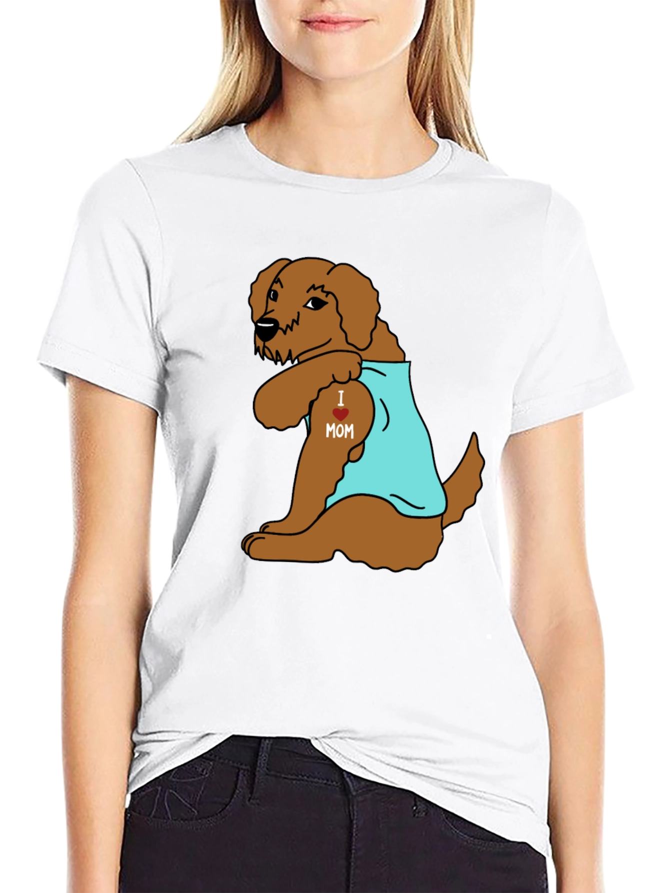 Dog I Heart Mom Tattoo Black T-Shirt
