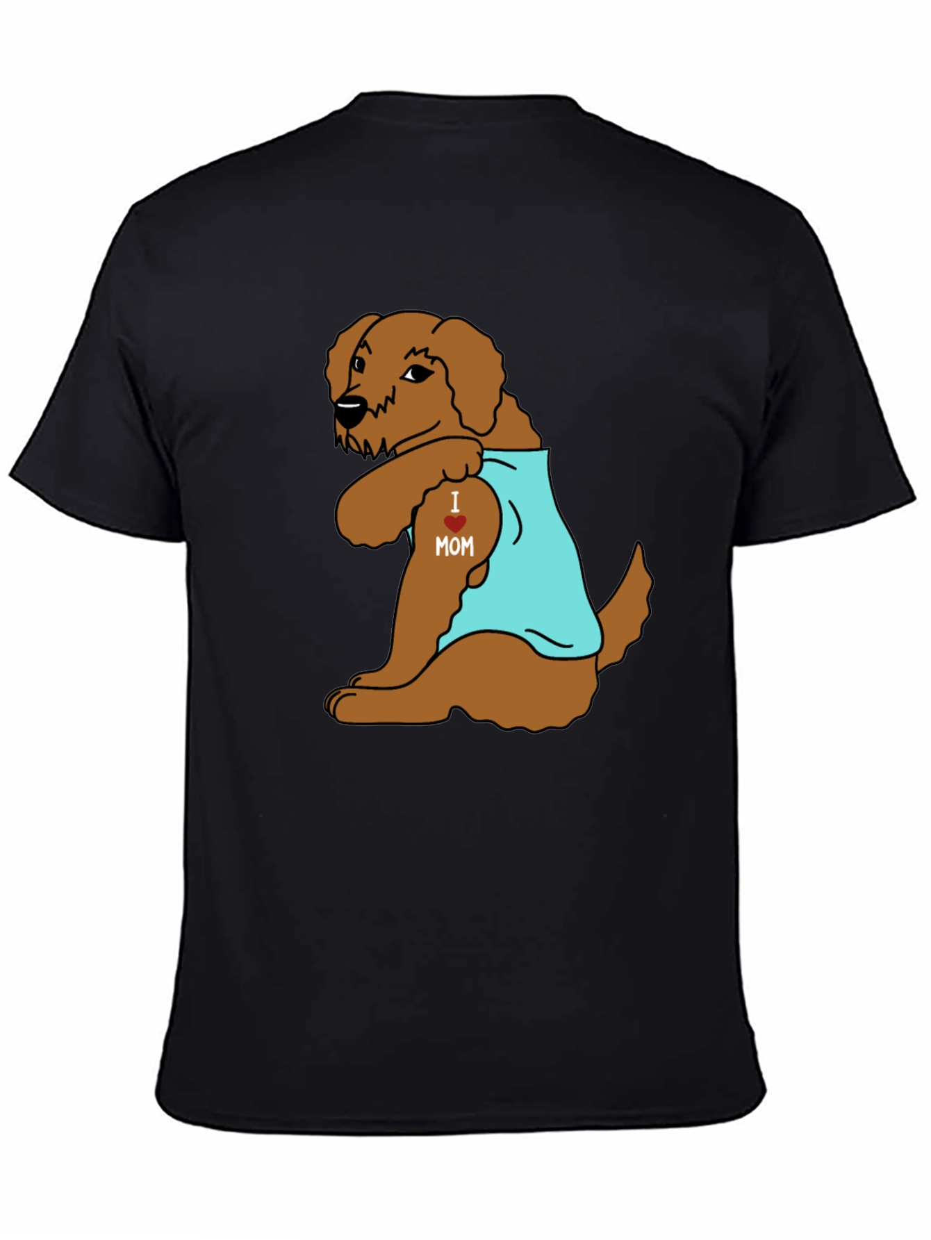 Dog I Heart Mom Tattoo Black T-Shirt