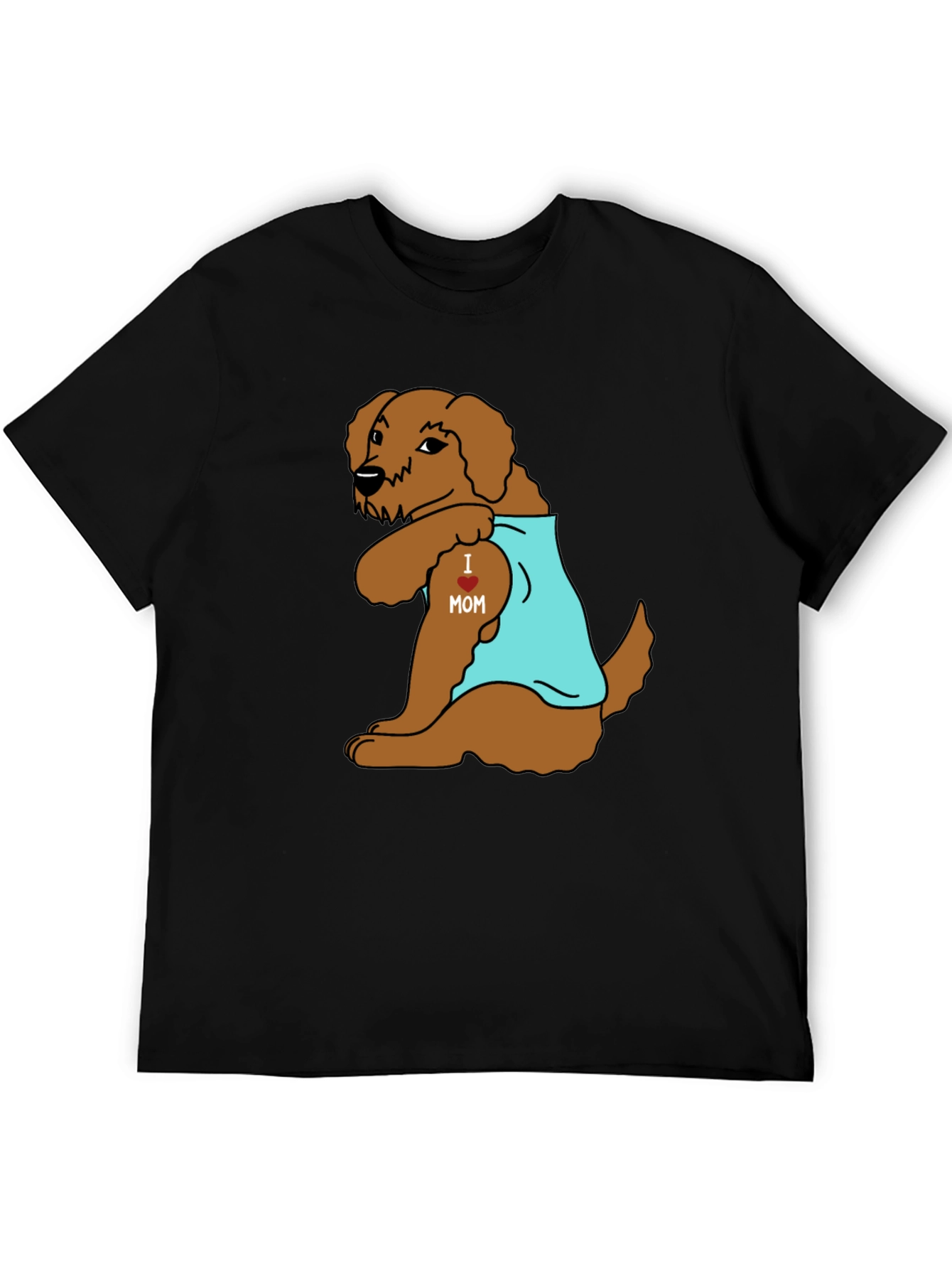 Dog I Heart Mom Tattoo Black T-Shirt