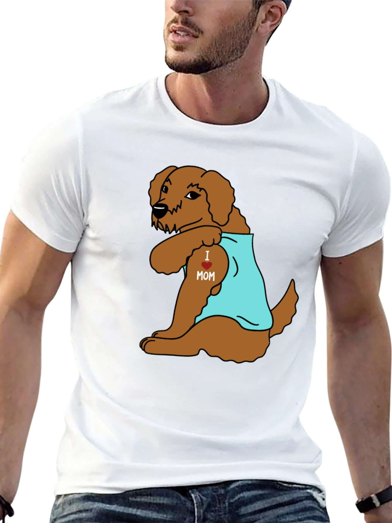 Dog I Heart Mom Tattoo Black T-Shirt