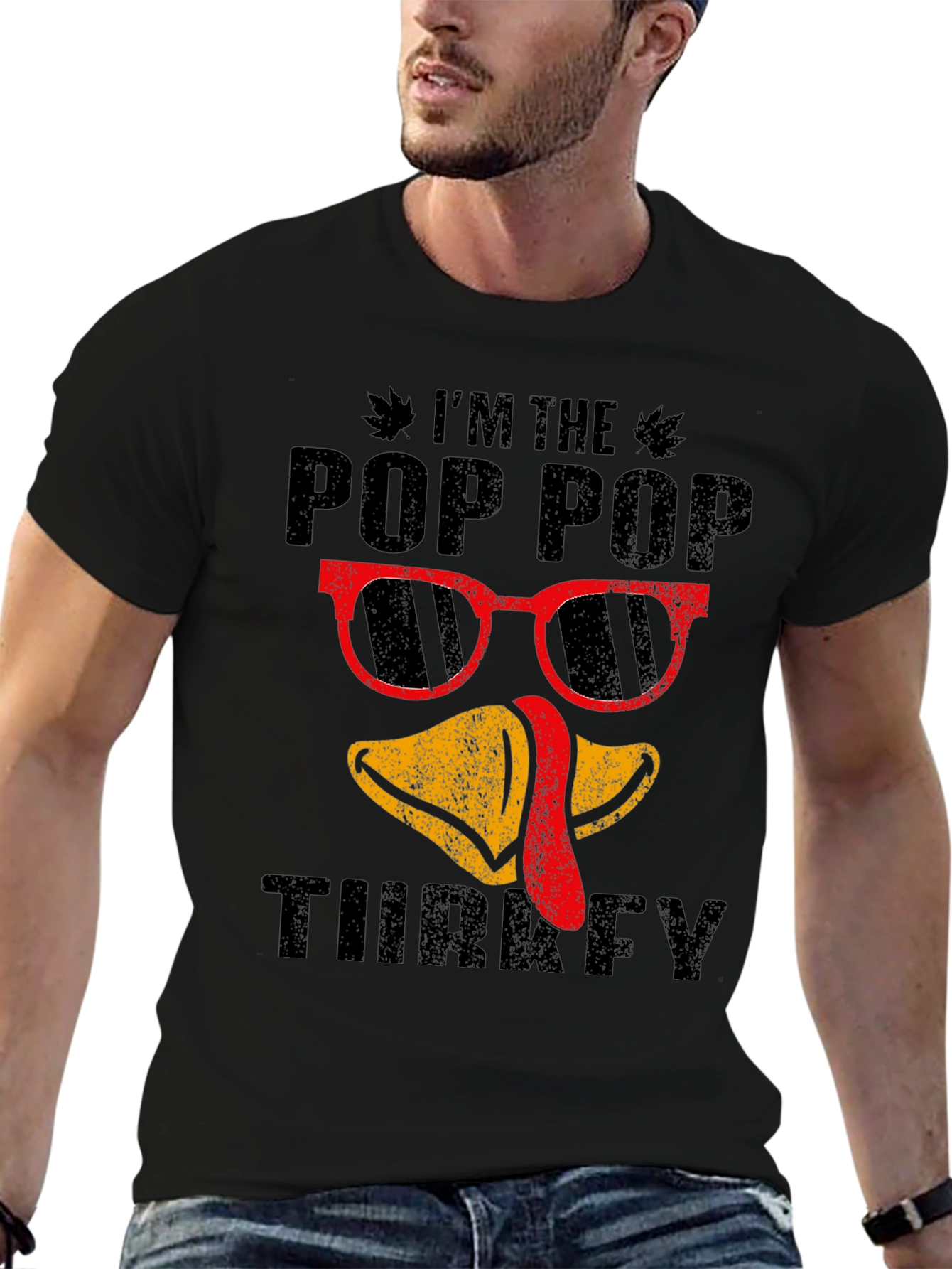 Im The Pop Pop Turkey Mens Black T-Shirt
