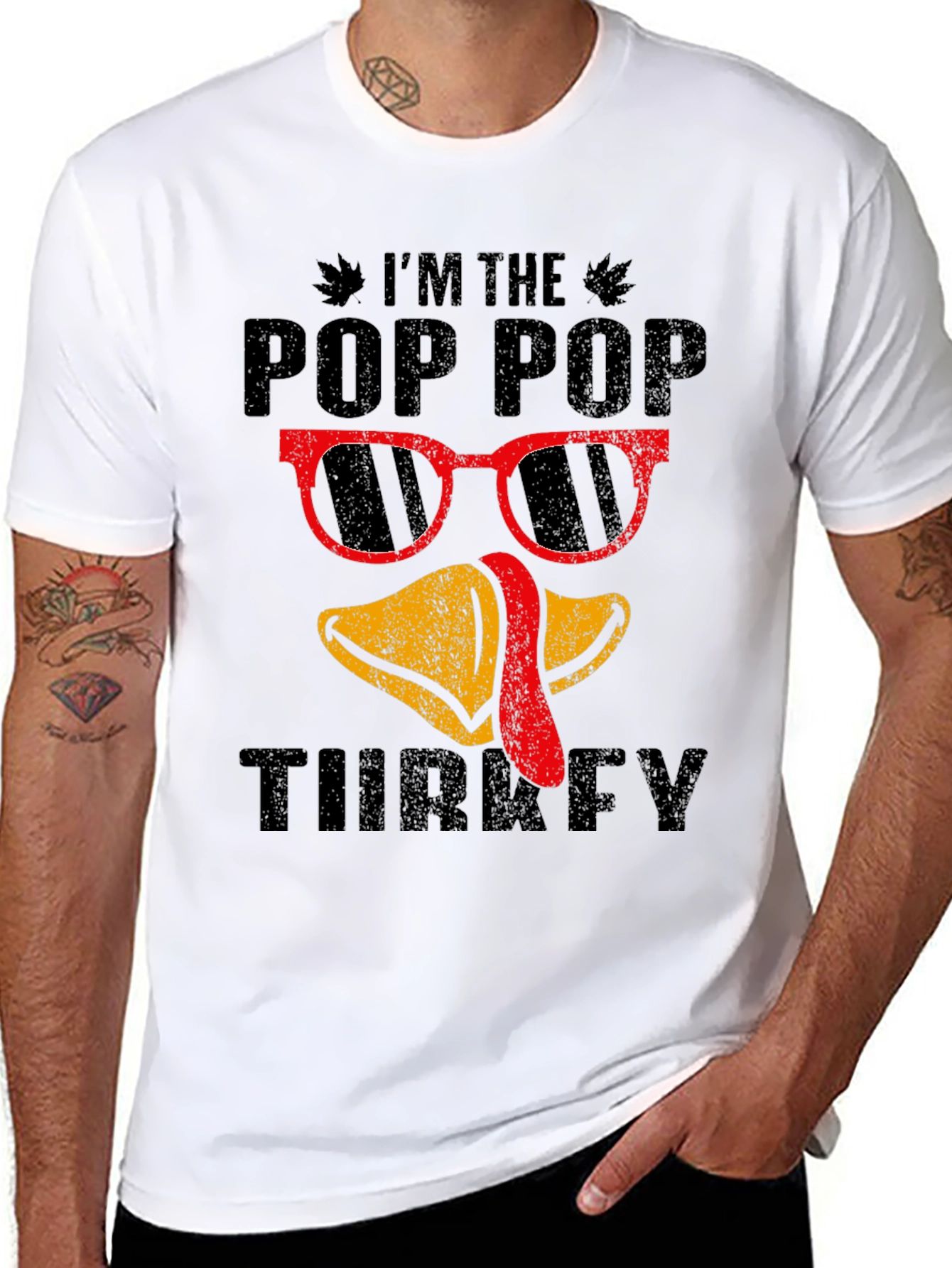 Im The Pop Pop Turkey Mens Black T-Shirt