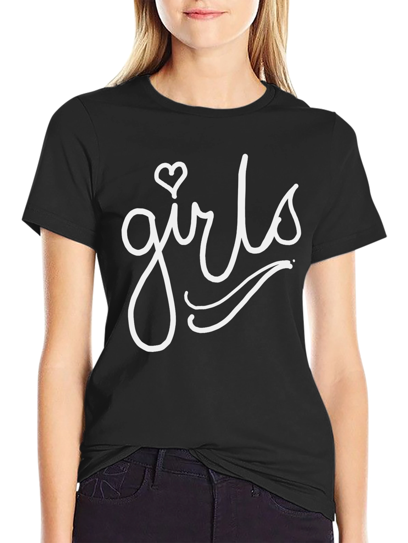 Girls Heart Graphic Tee - Black
