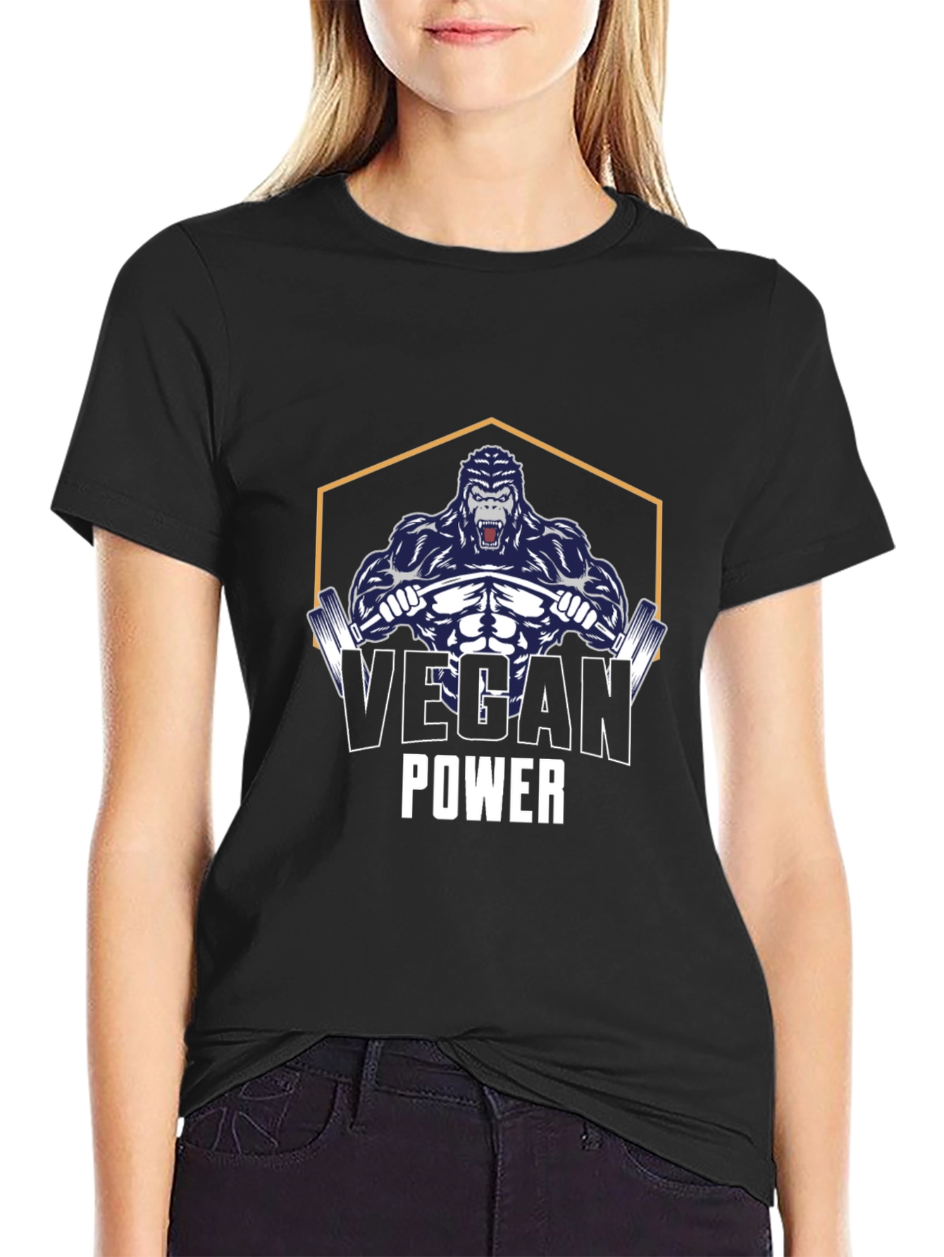 Vegan Power Gorilla Black T-Shirt