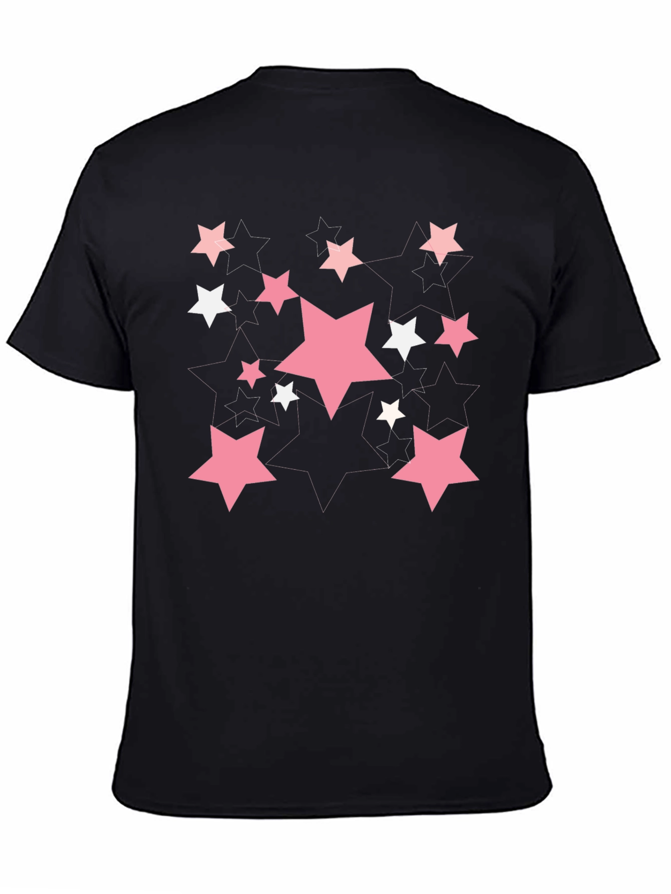 Starry Graphic Print T-Shirt - Casual Black Tee