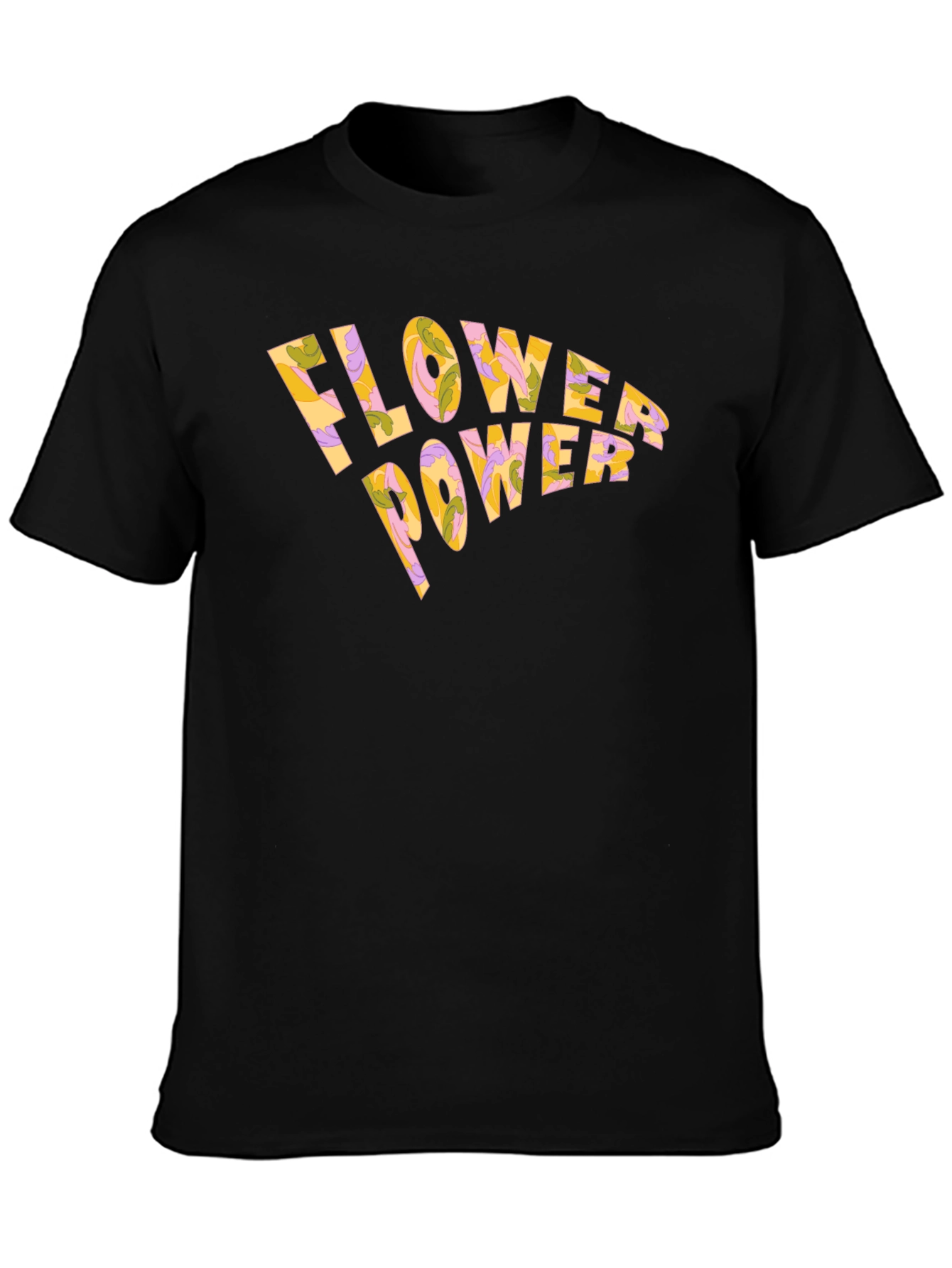 Flower Power Retro Black T-Shirt