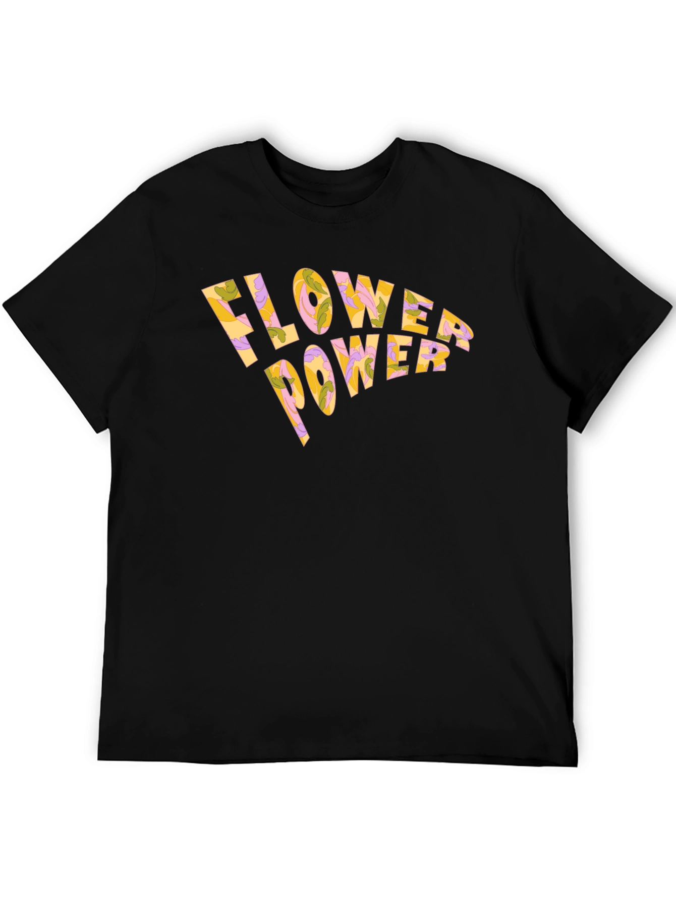Flower Power Retro Black T-Shirt