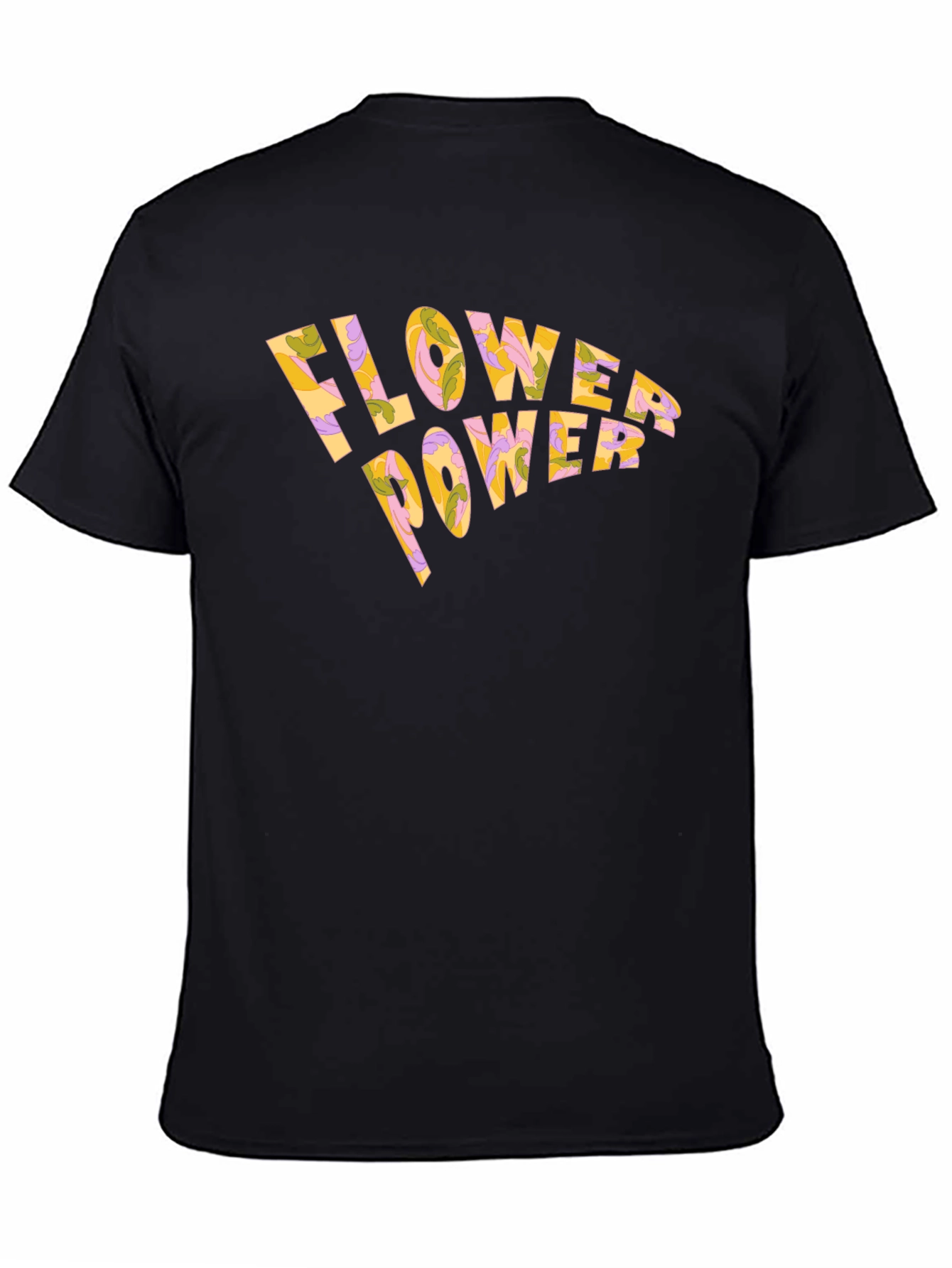Flower Power Retro Black T-Shirt