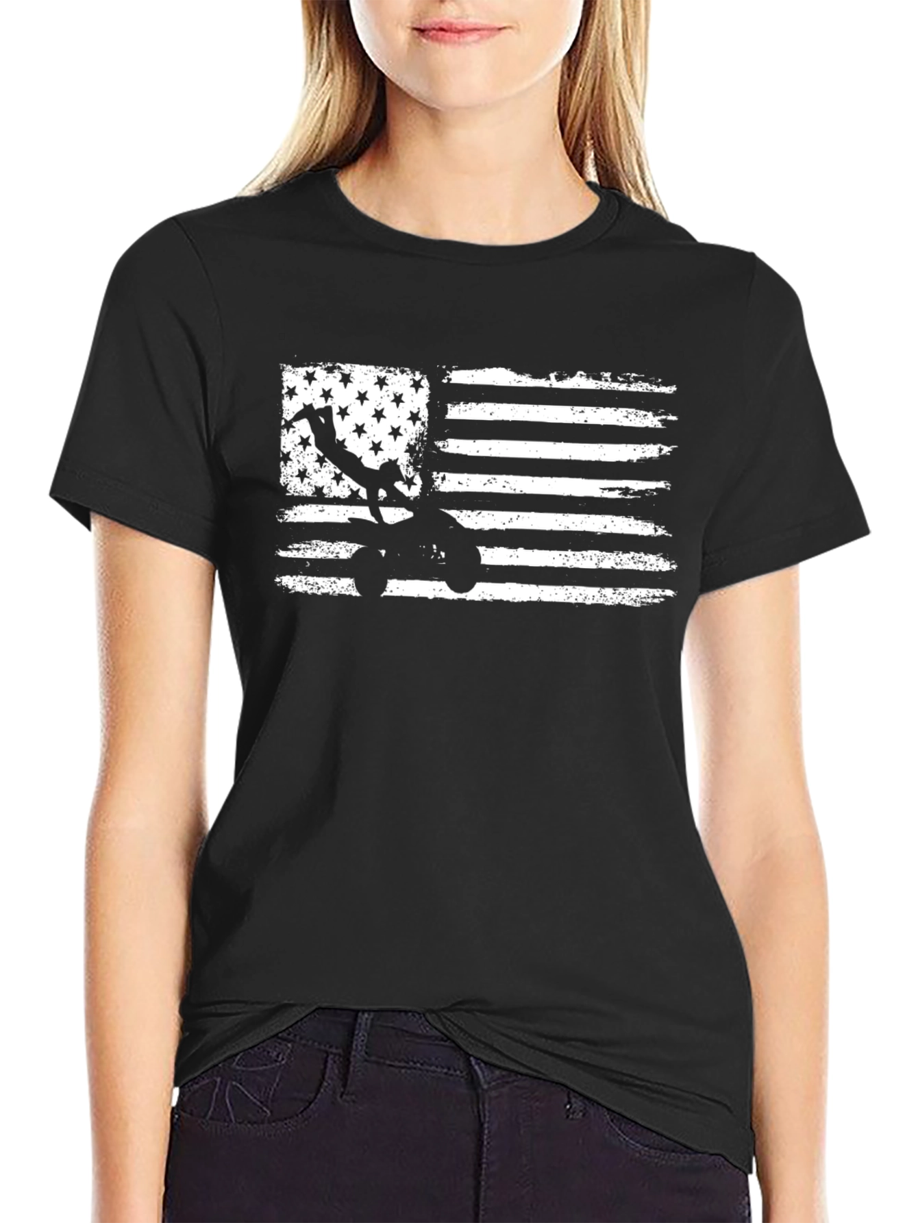 American Flag ATV Rider Black T-Shirt