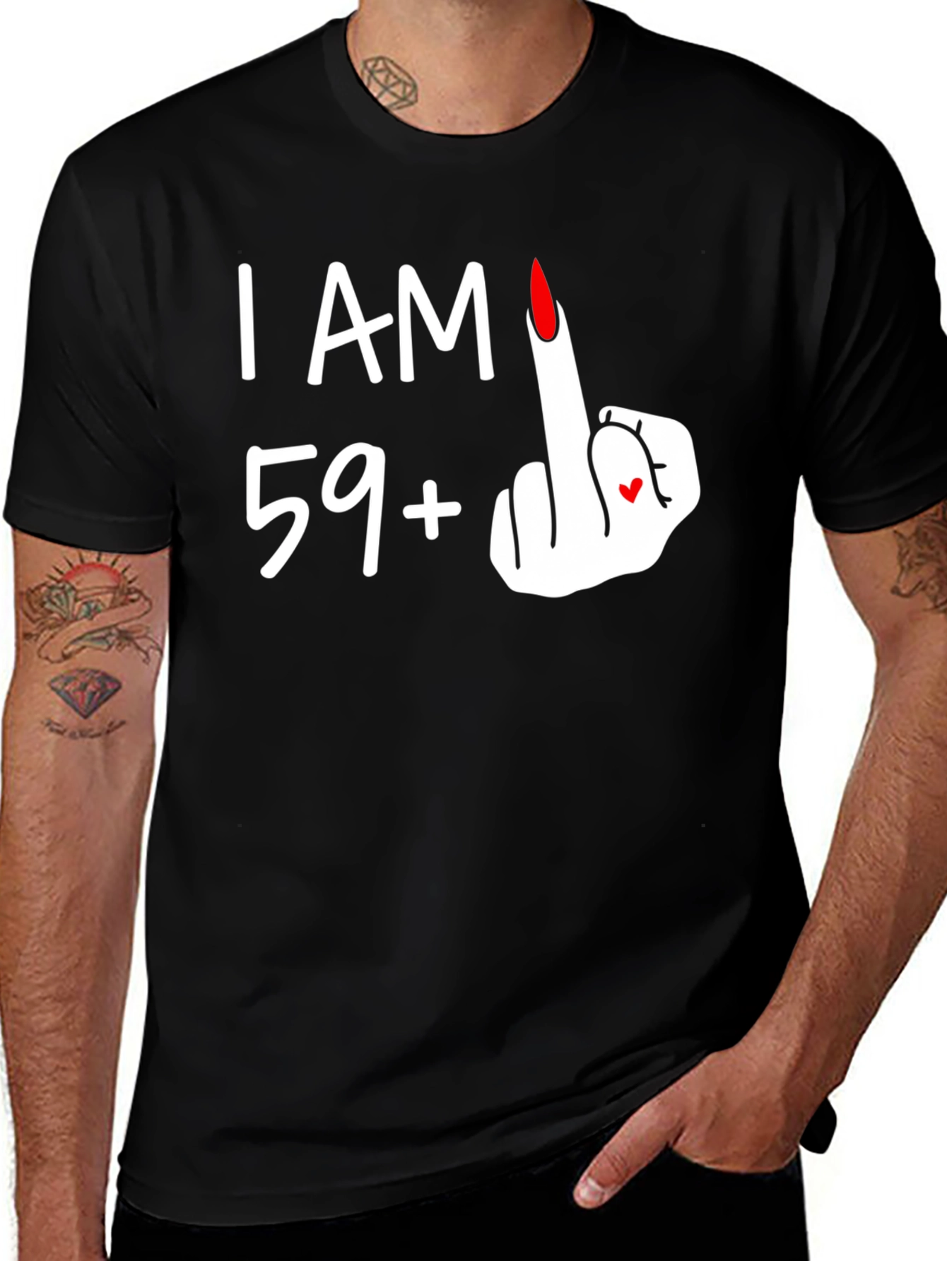 Funny 59+ Middle Finger Graphic Tee