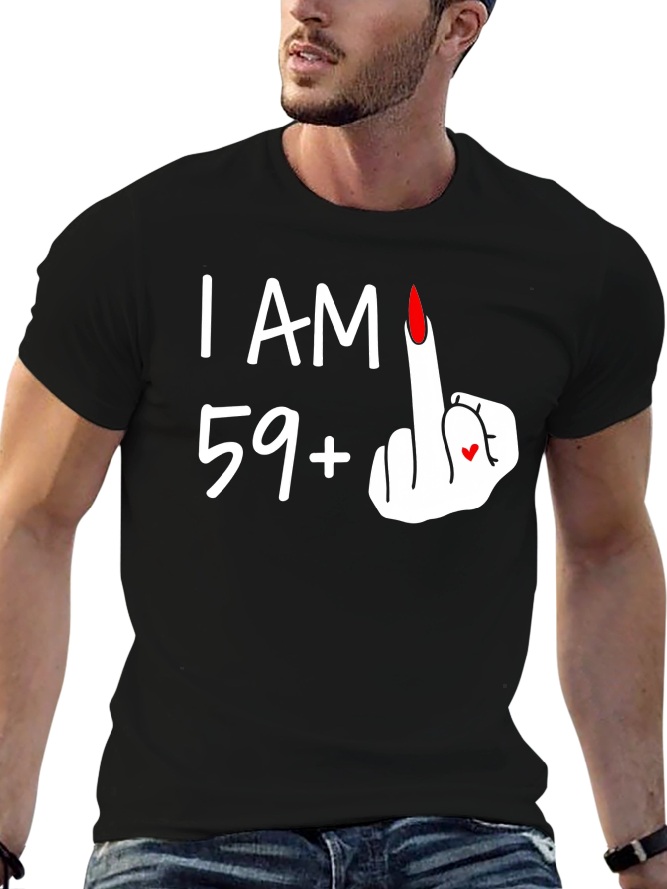 Funny 59+ Middle Finger Graphic Tee