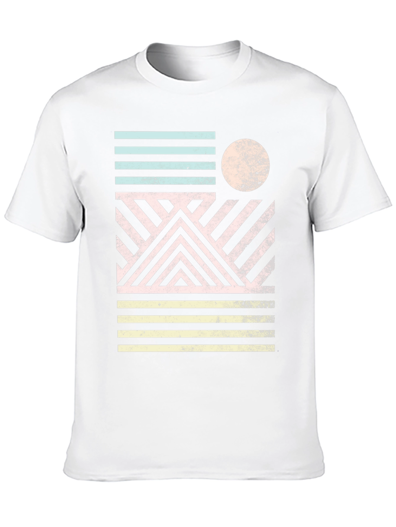 Retro Geometric Graphic Print Black T-Shirt