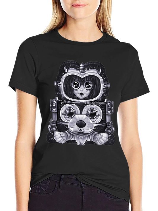 Robot Anime Graphic Tee - Mens Black Shirt