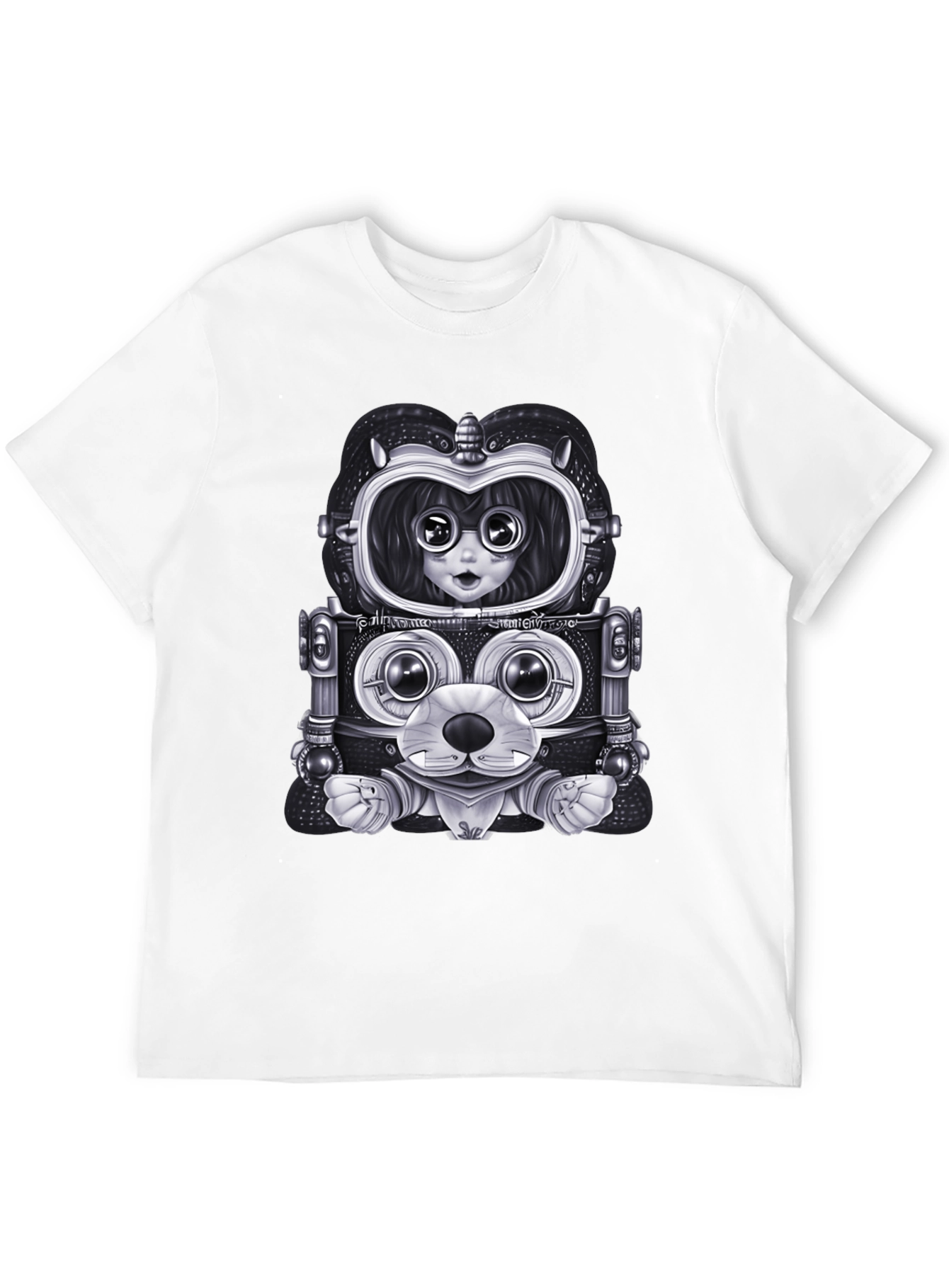 Robot Anime Graphic Tee - Mens Black Shirt