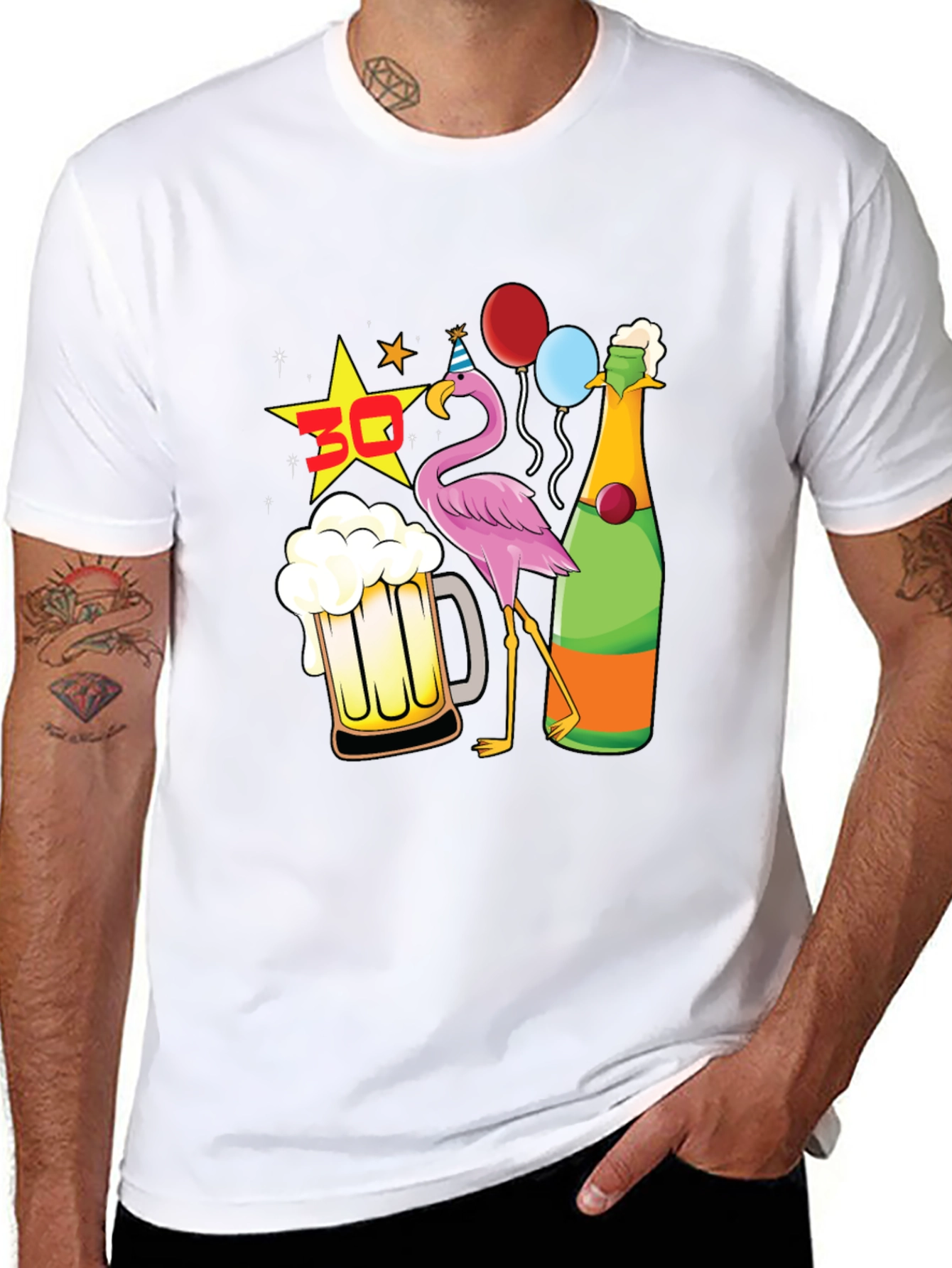 Funny 30th Birthday Flamingo Party Black T-Shirt