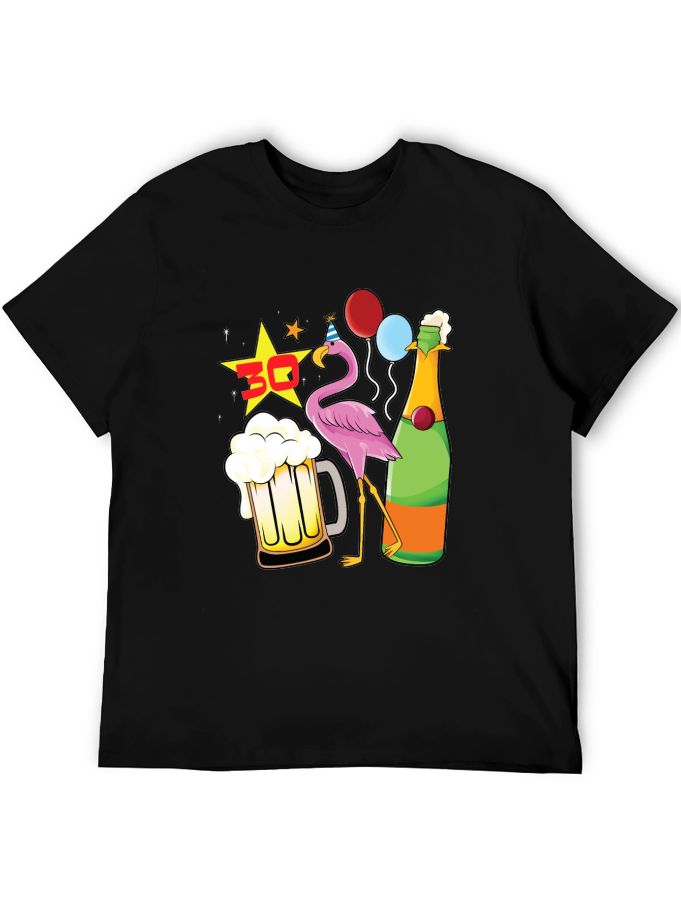 Funny 30th Birthday Flamingo Party Black T-Shirt