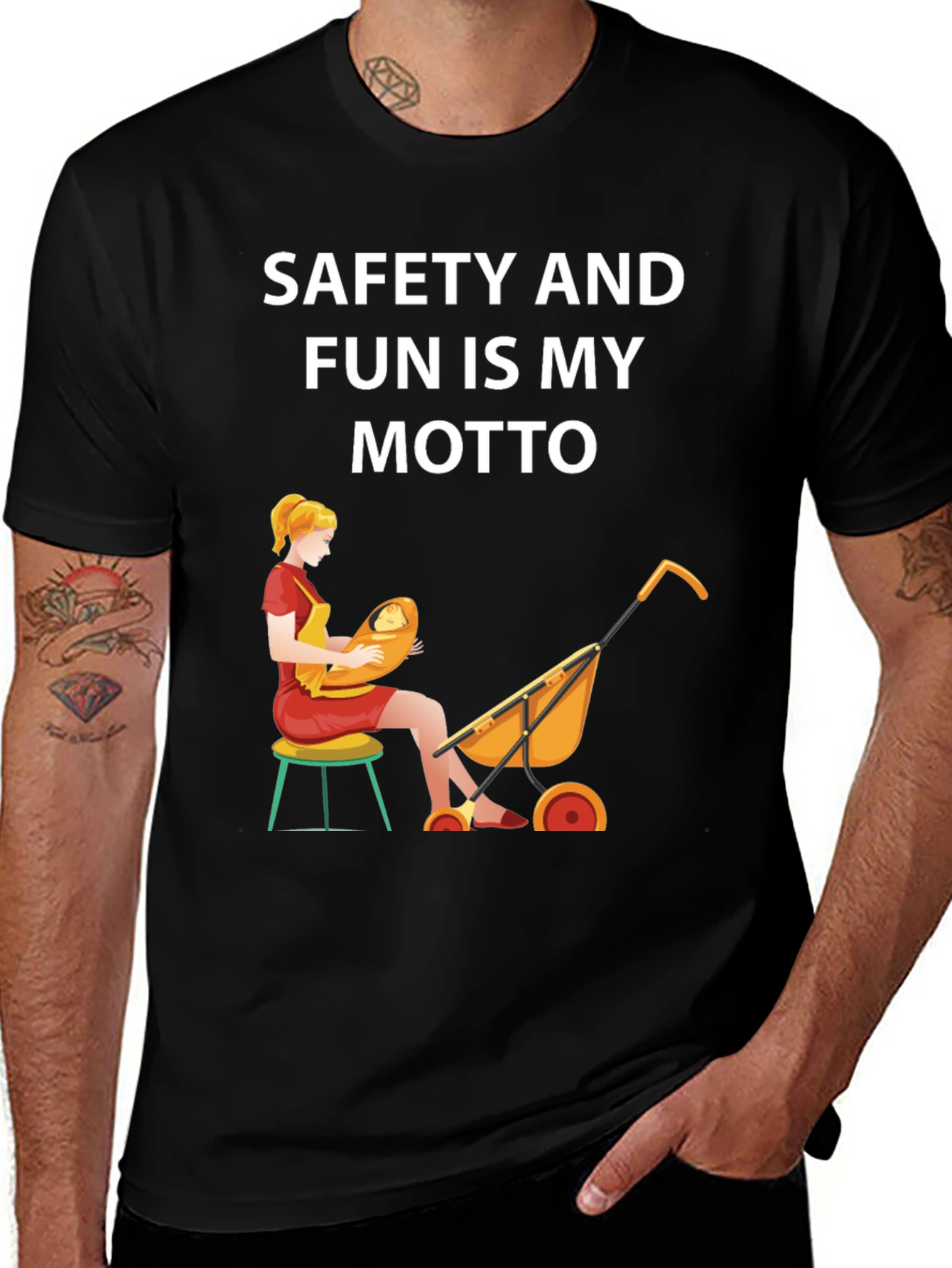 Safety and Fun Motto Graphic T-Shirt