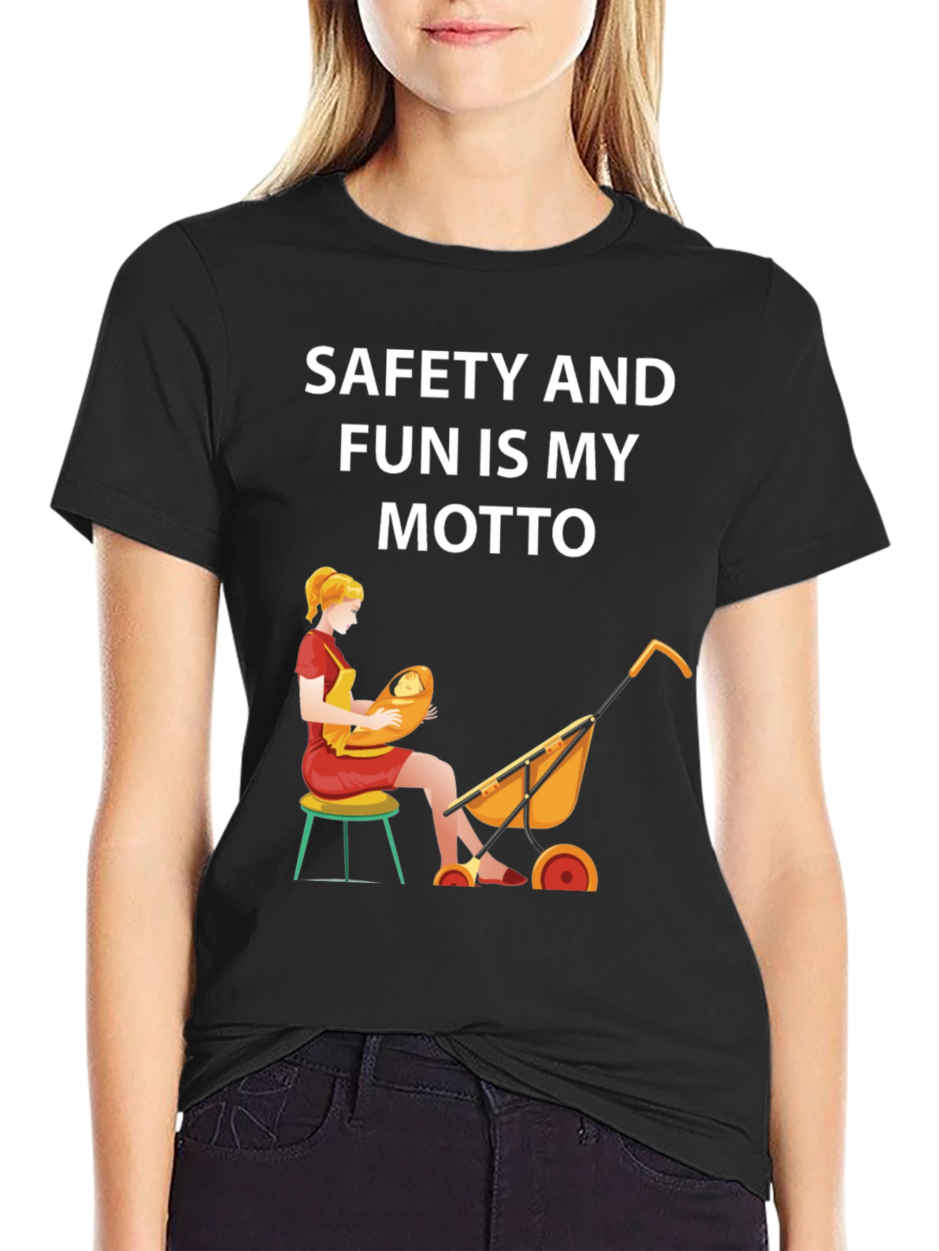 Safety and Fun Motto Graphic T-Shirt