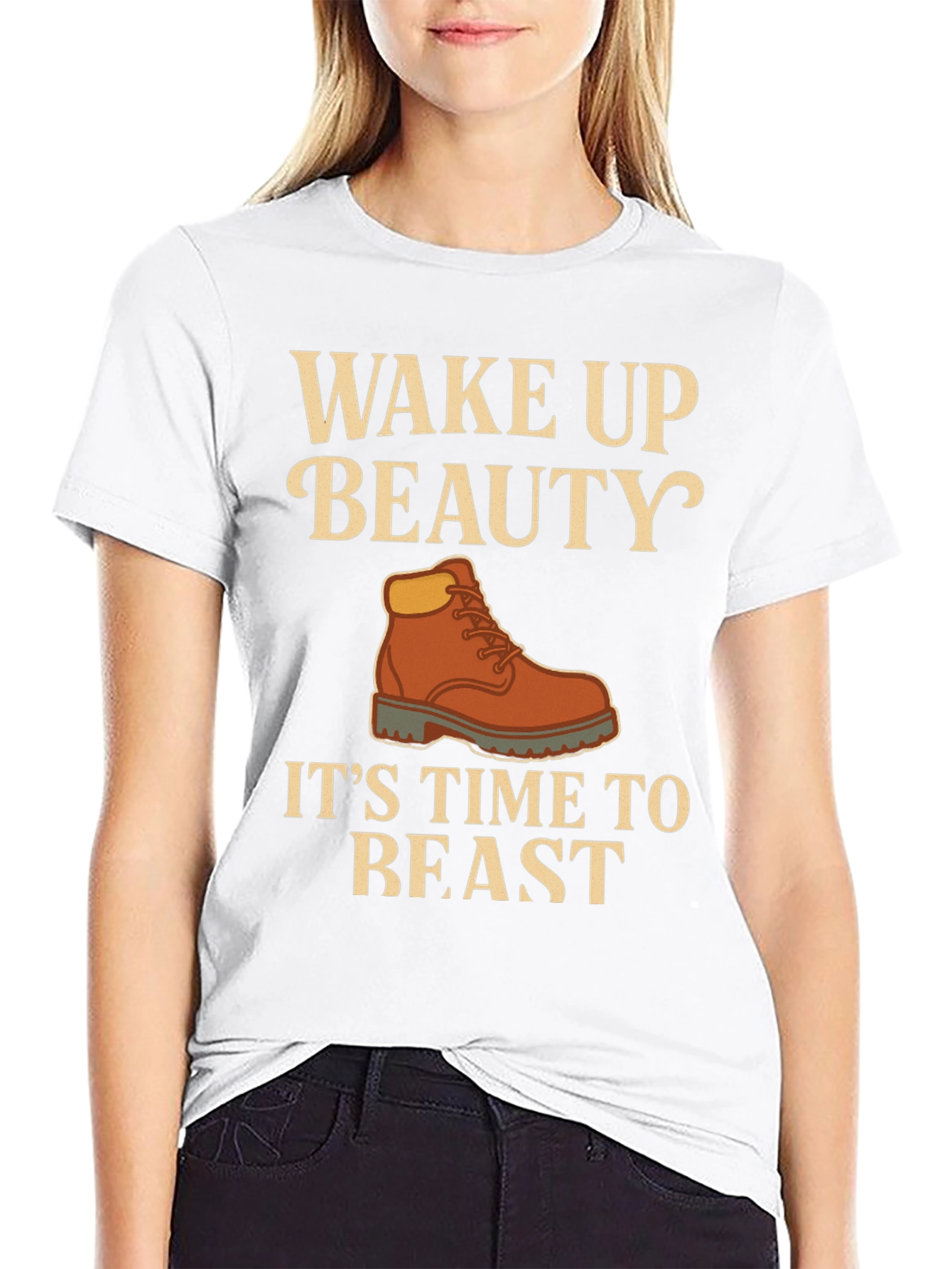 Wake Up Beauty Its Time to Beast Black T-Shirt