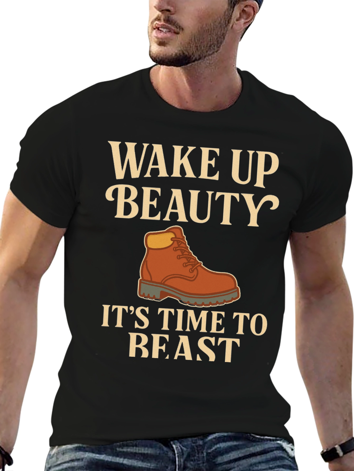 Wake Up Beauty Its Time to Beast Black T-Shirt