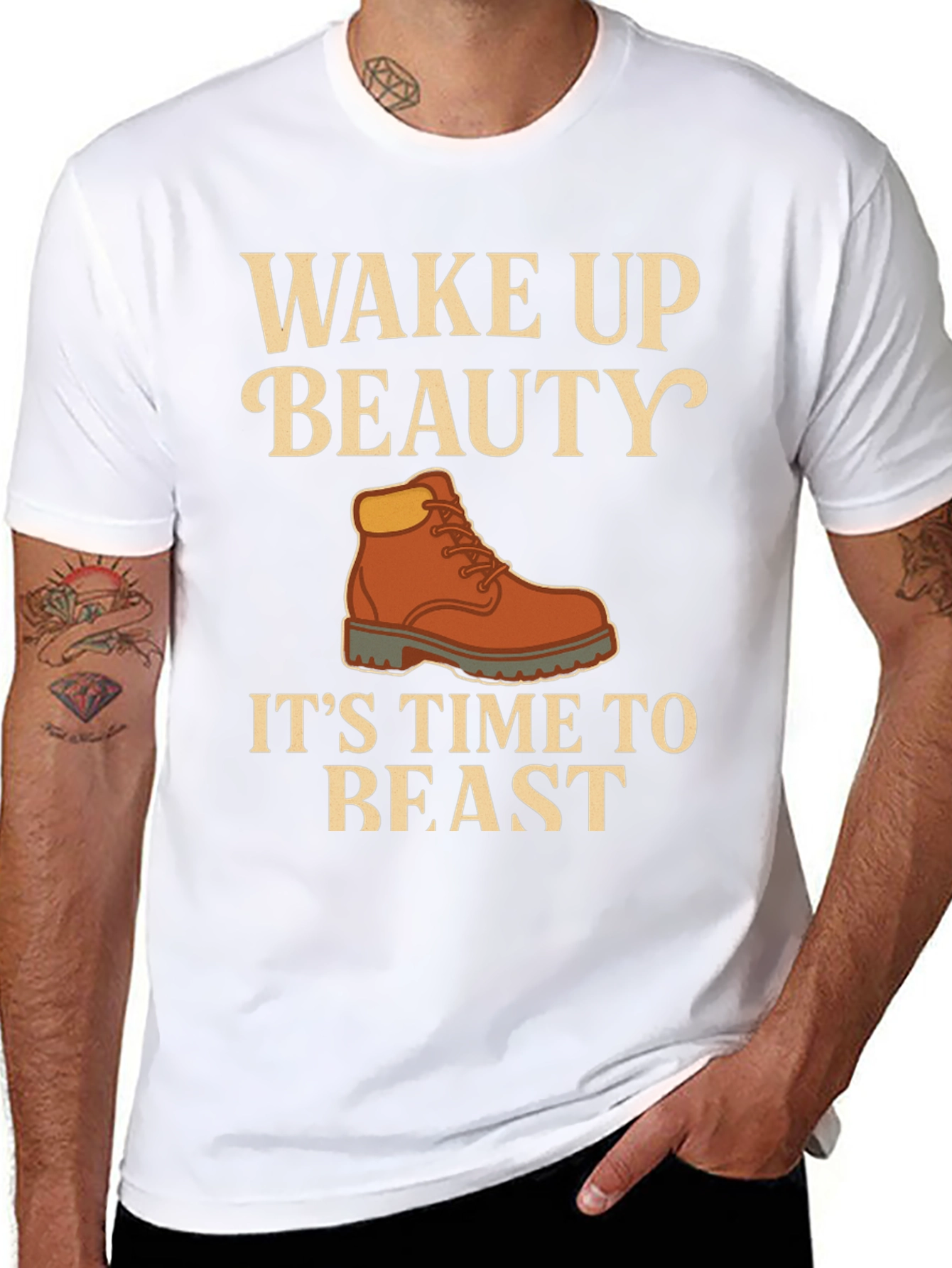 Wake Up Beauty Its Time to Beast Black T-Shirt