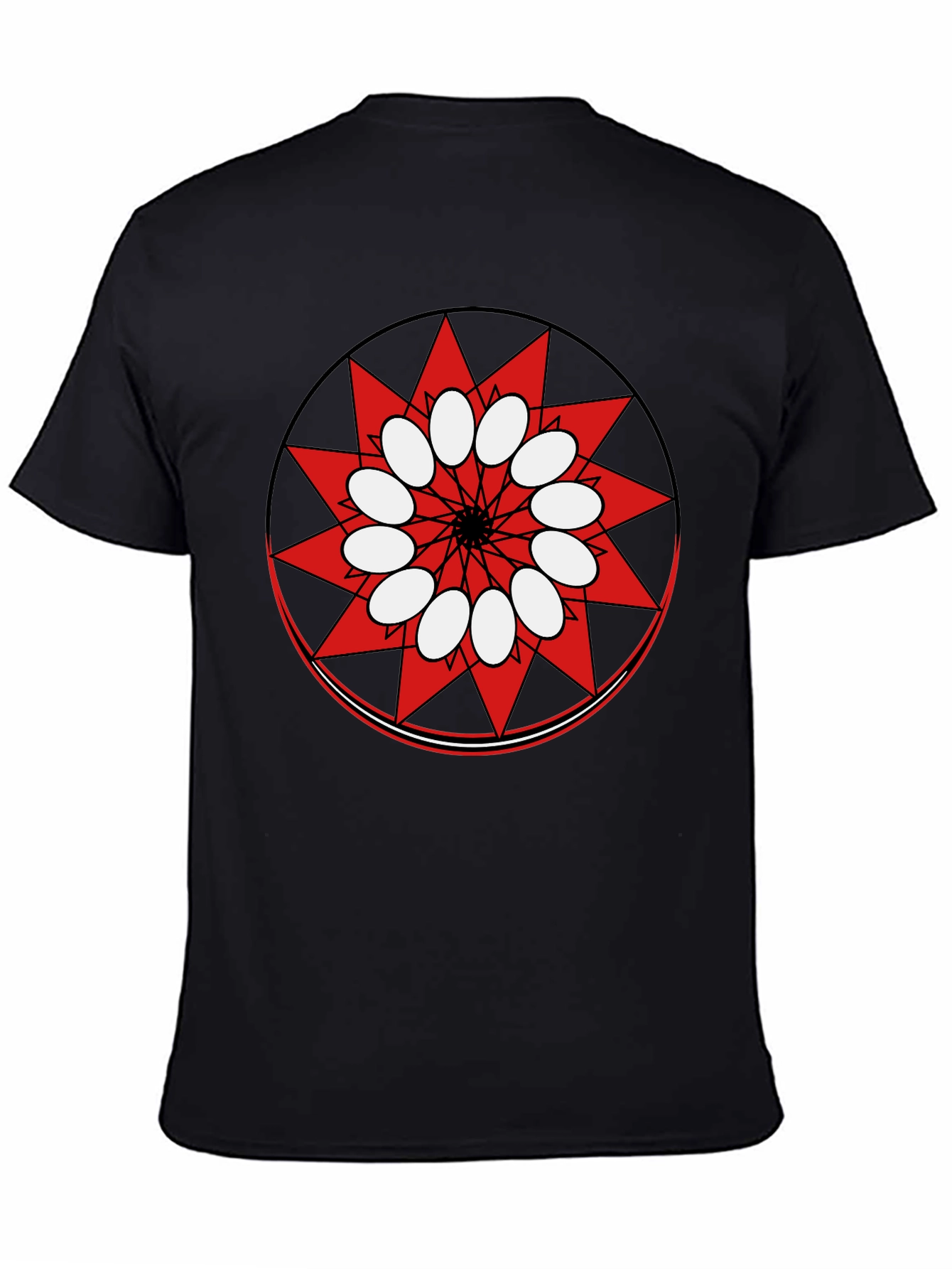 Geometric Starburst Graphic Print Black T-Shirt