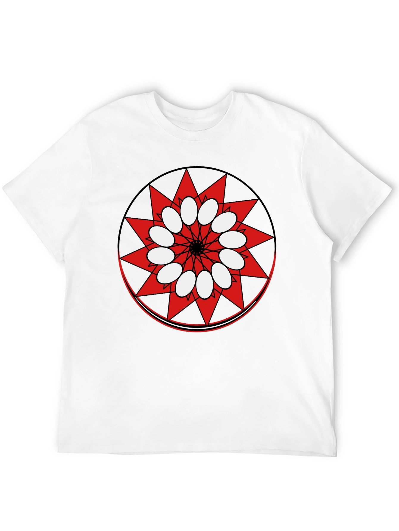 Geometric Starburst Graphic Print Black T-Shirt