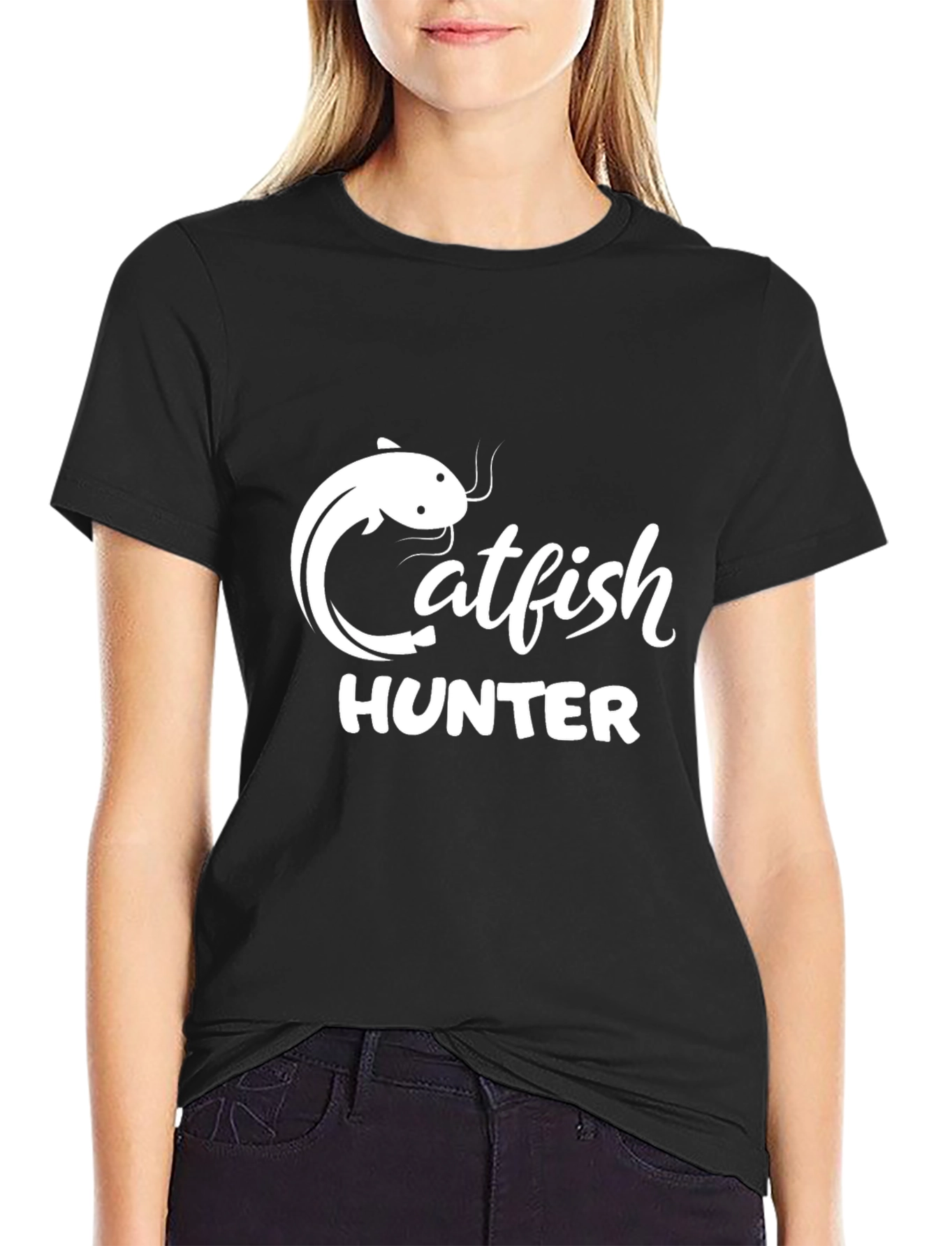 Catfish Hunter Graphic Tee - Black Cotton T-Shirt