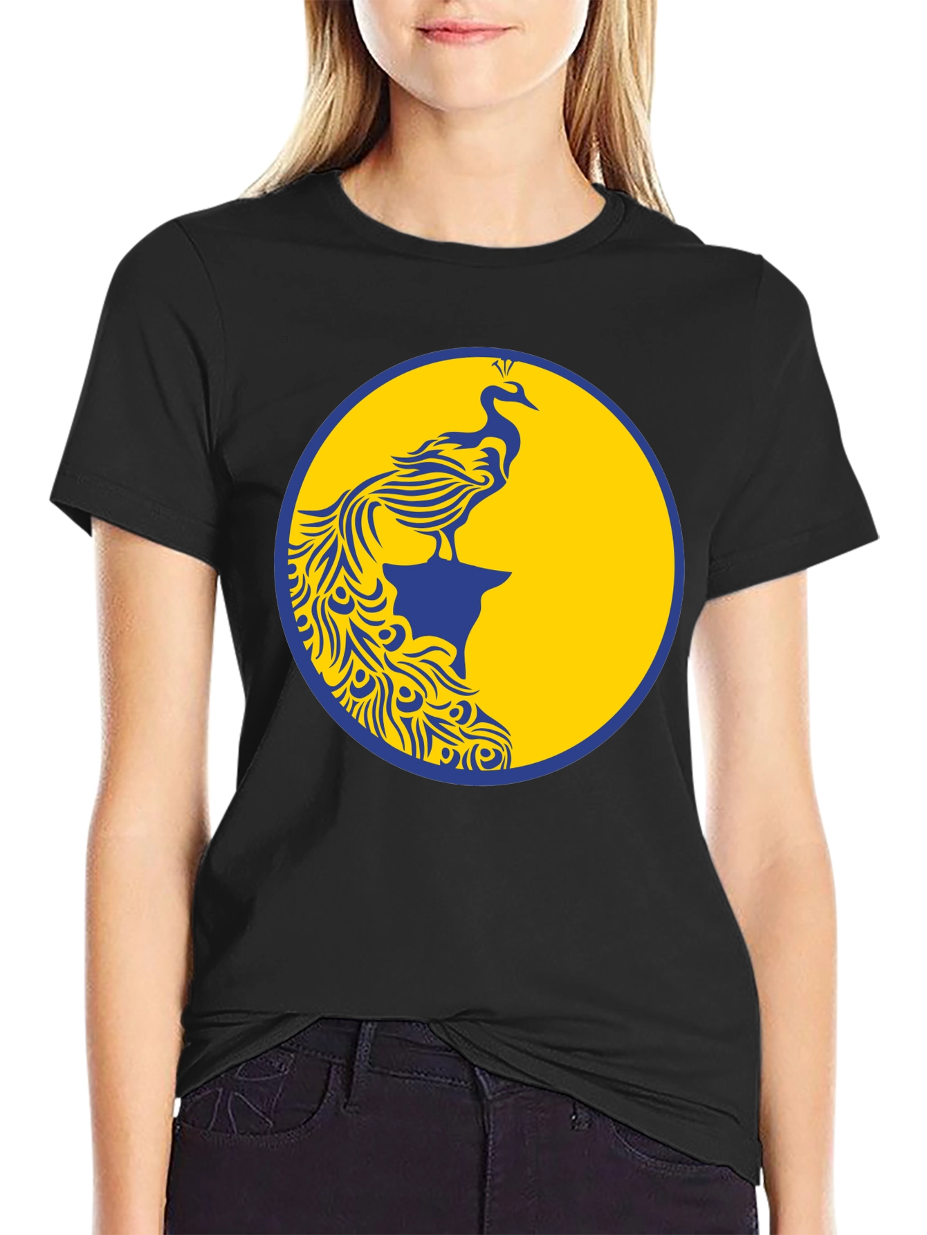 Peacock Graphic Tee - Stylish Mens Black T-Shirt