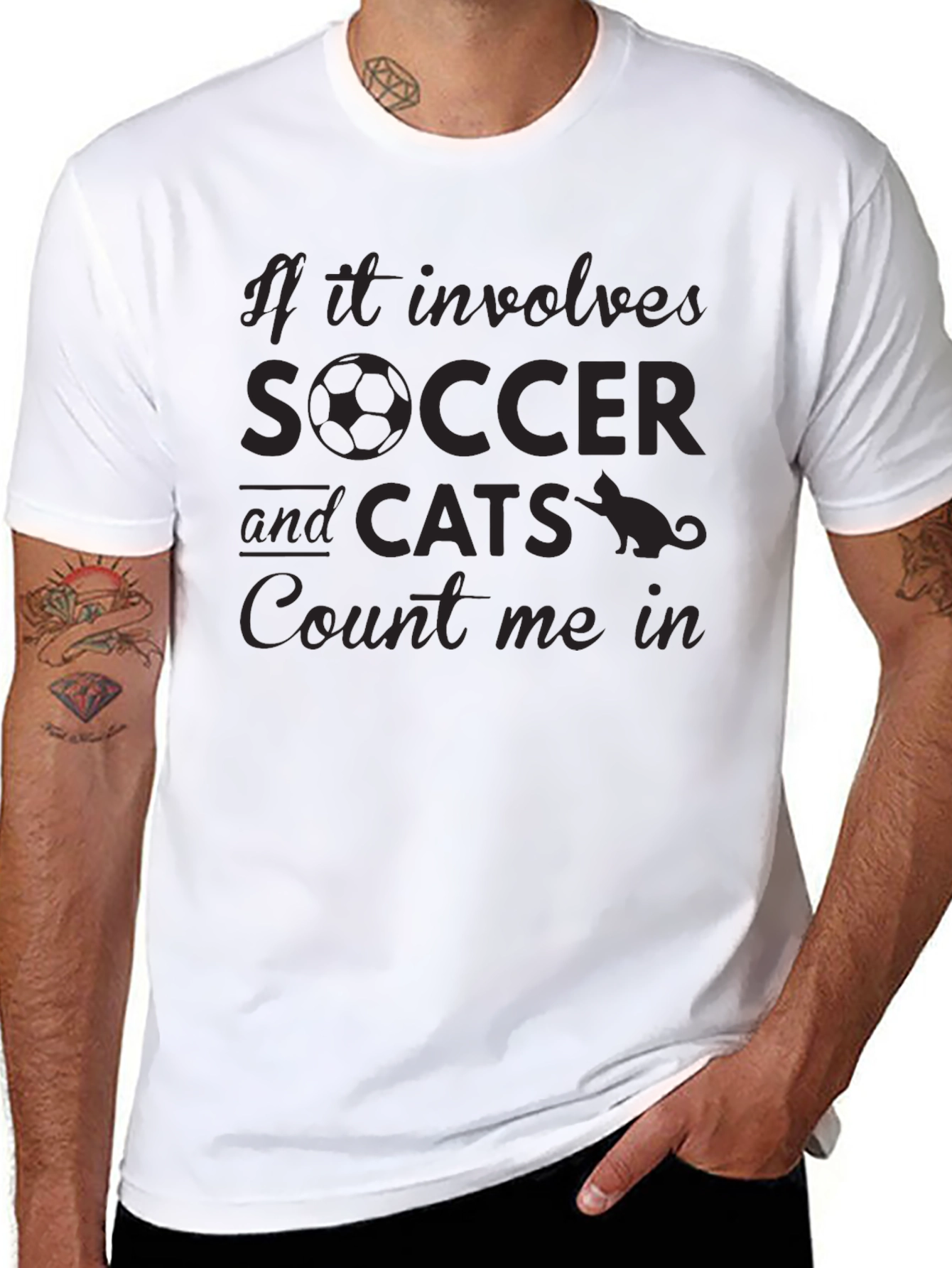 Soccer and Cats Graphic T-Shirt
