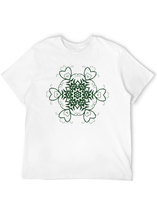 Green Shamrock Mandala Graphic Tee - Black Cotton Blend