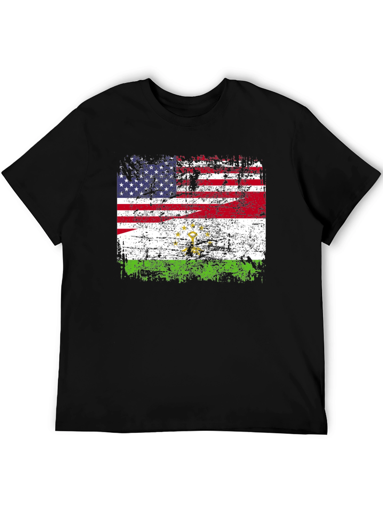 USA Tajikistan Flag Distressed T-Shirt