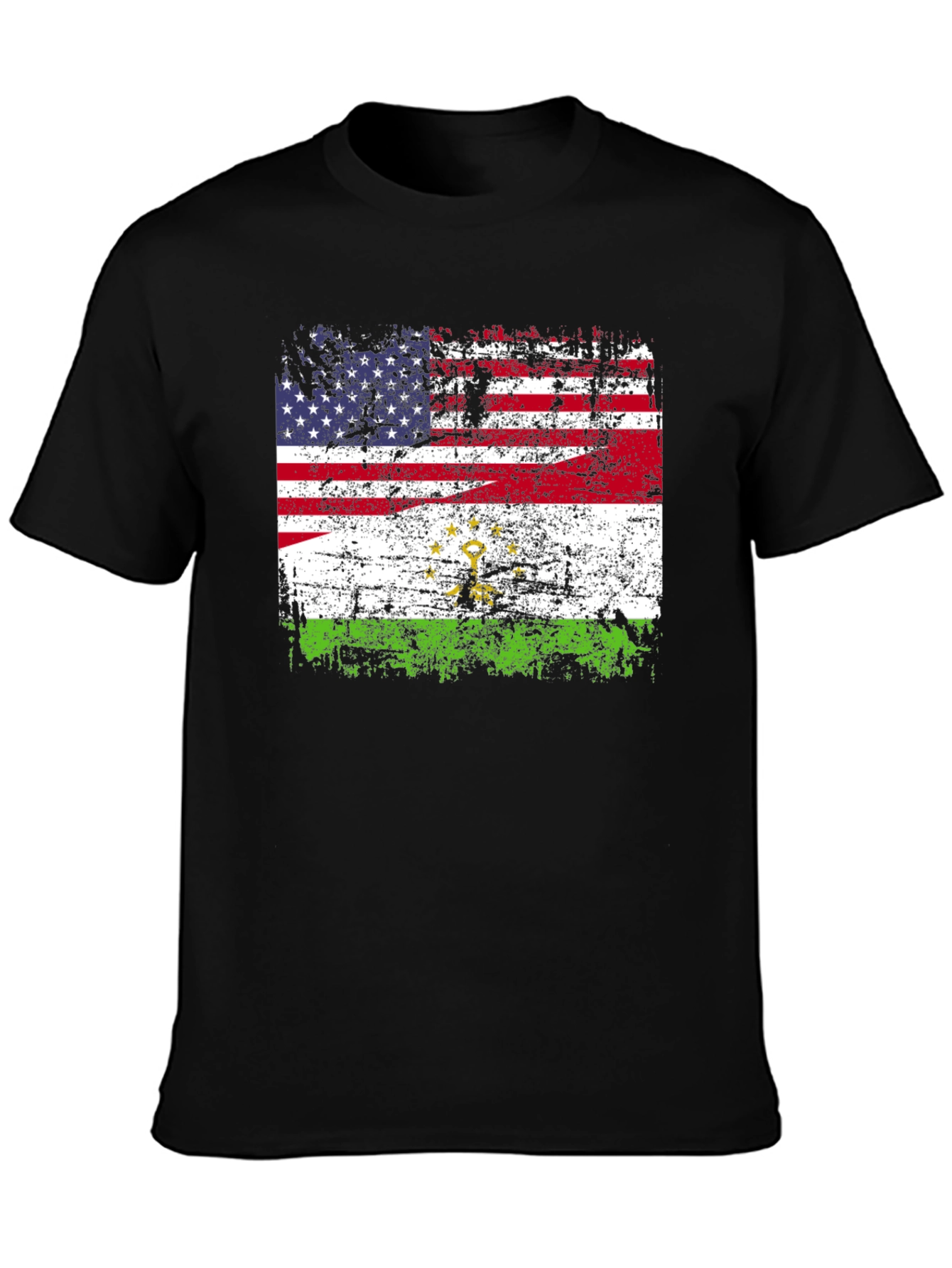 USA Tajikistan Flag Distressed T-Shirt