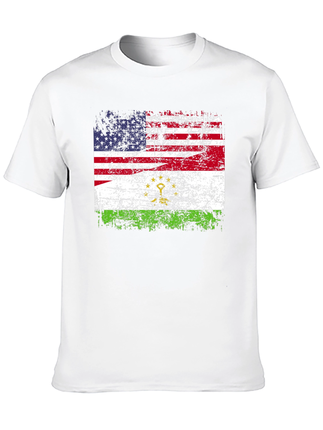 USA Tajikistan Flag Distressed T-Shirt