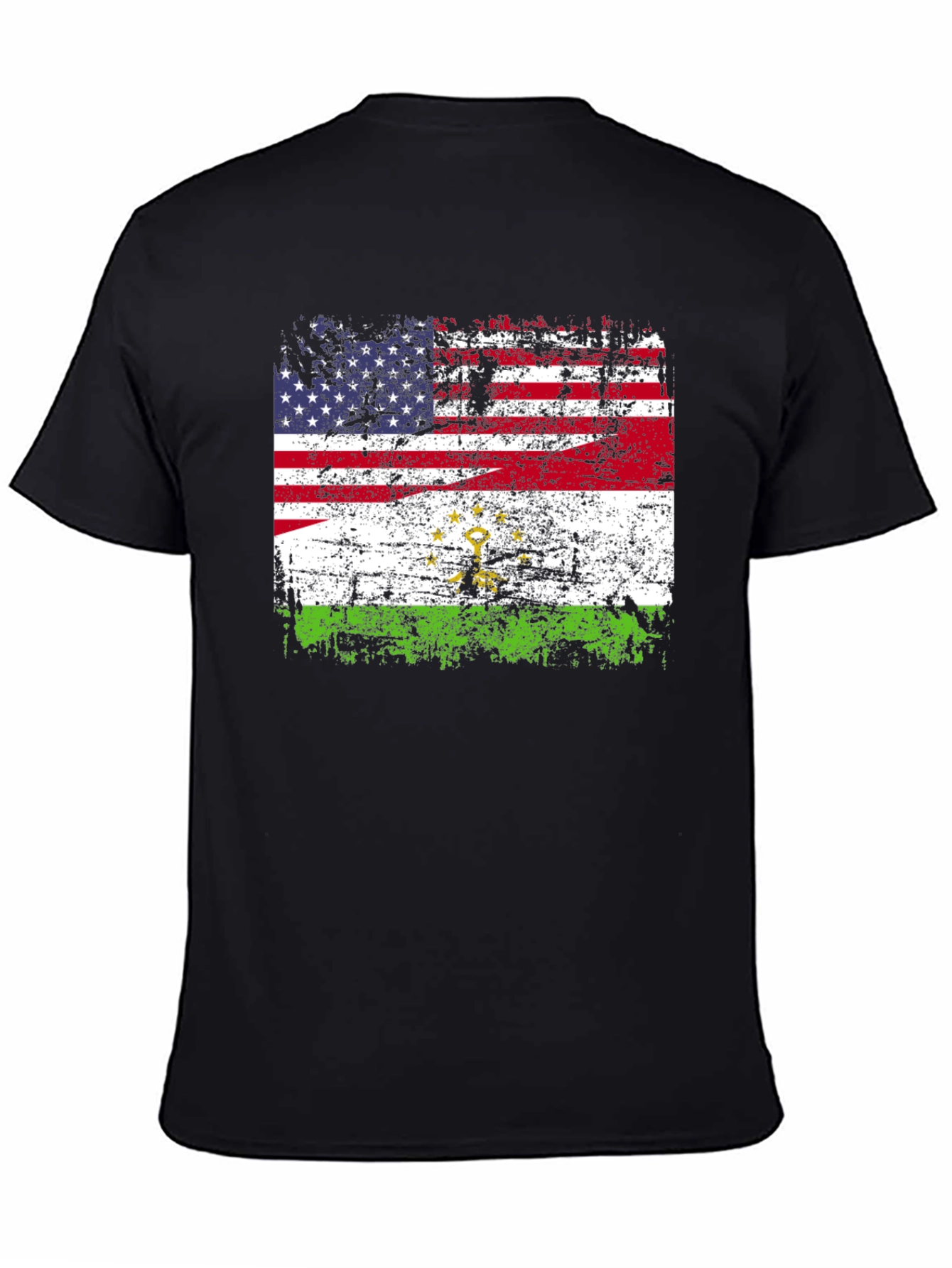 USA Tajikistan Flag Distressed T-Shirt