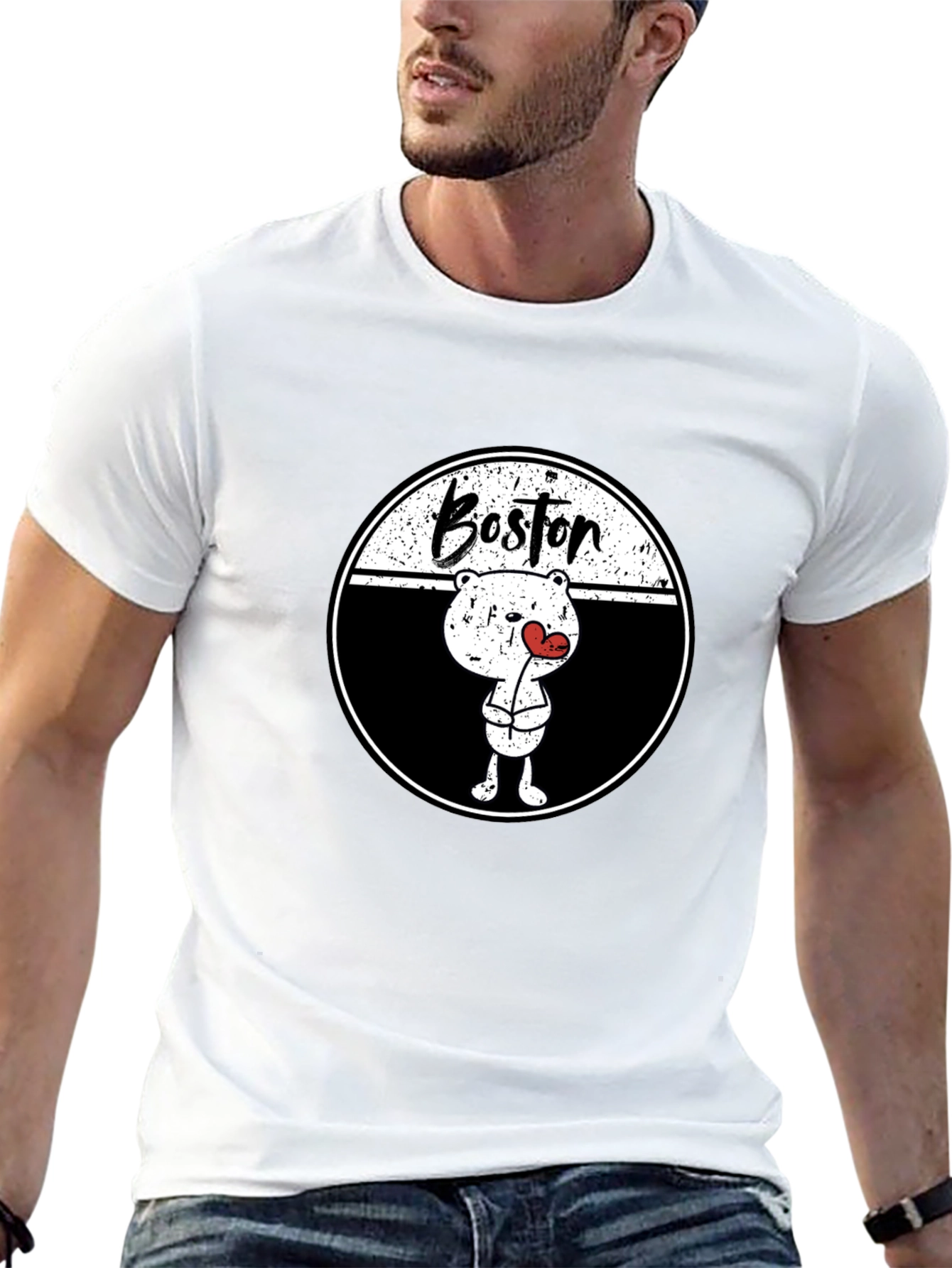Boston Bear Graphic Tee - Trendy Streetwear