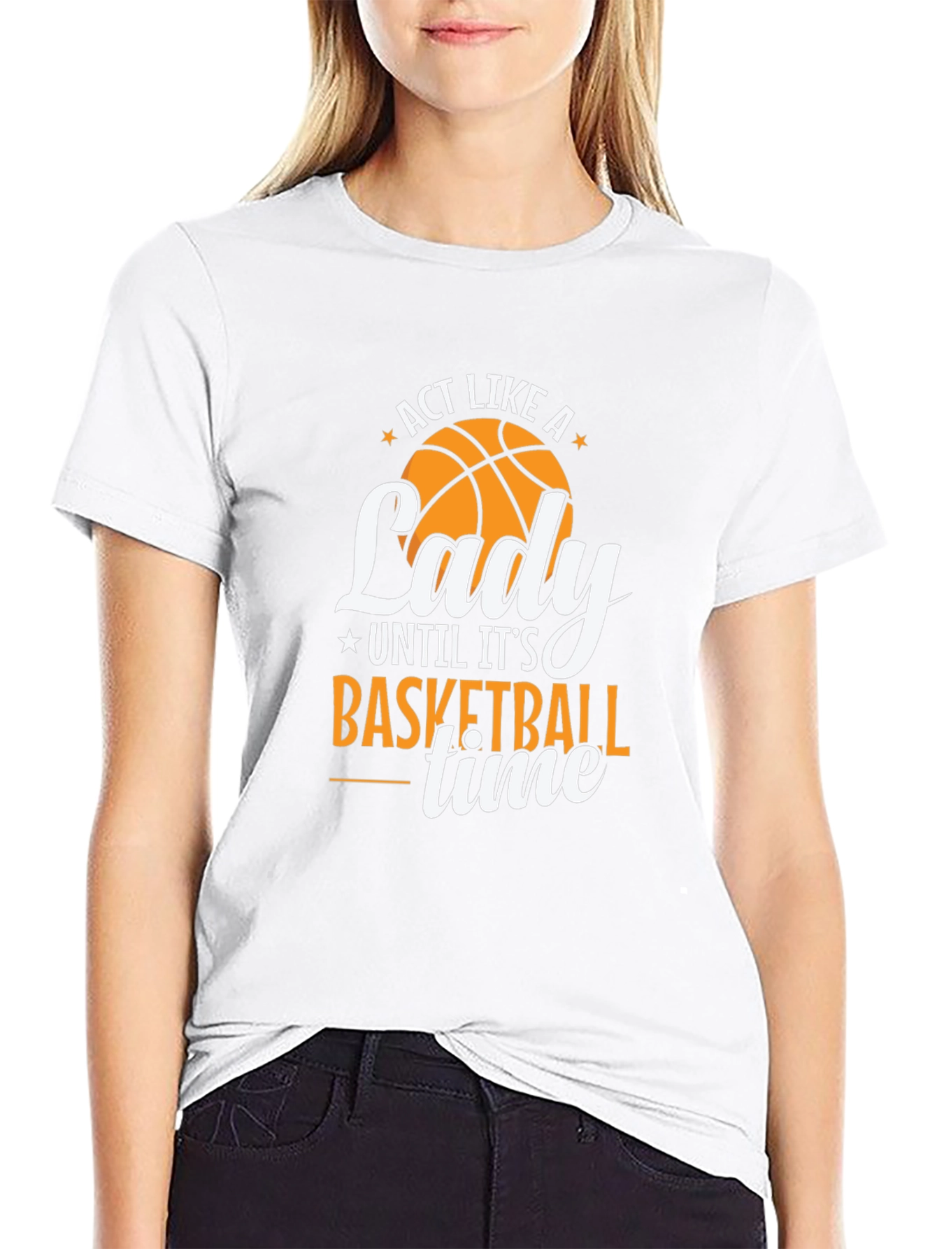 Basketball Lady Graphic Tee - Black