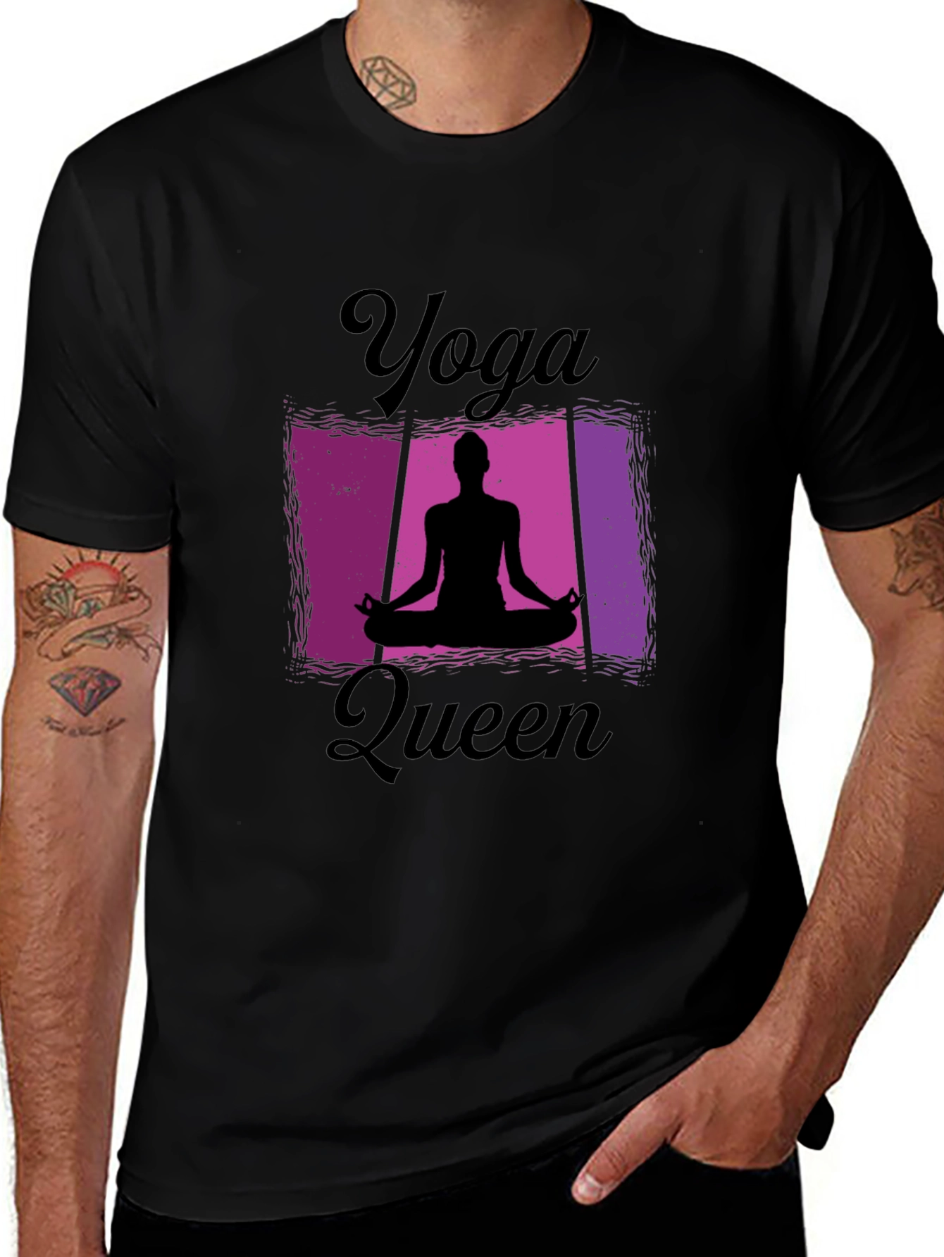 Yoga Queen Graphic Tee - Meditating Silhouette T-Shirt