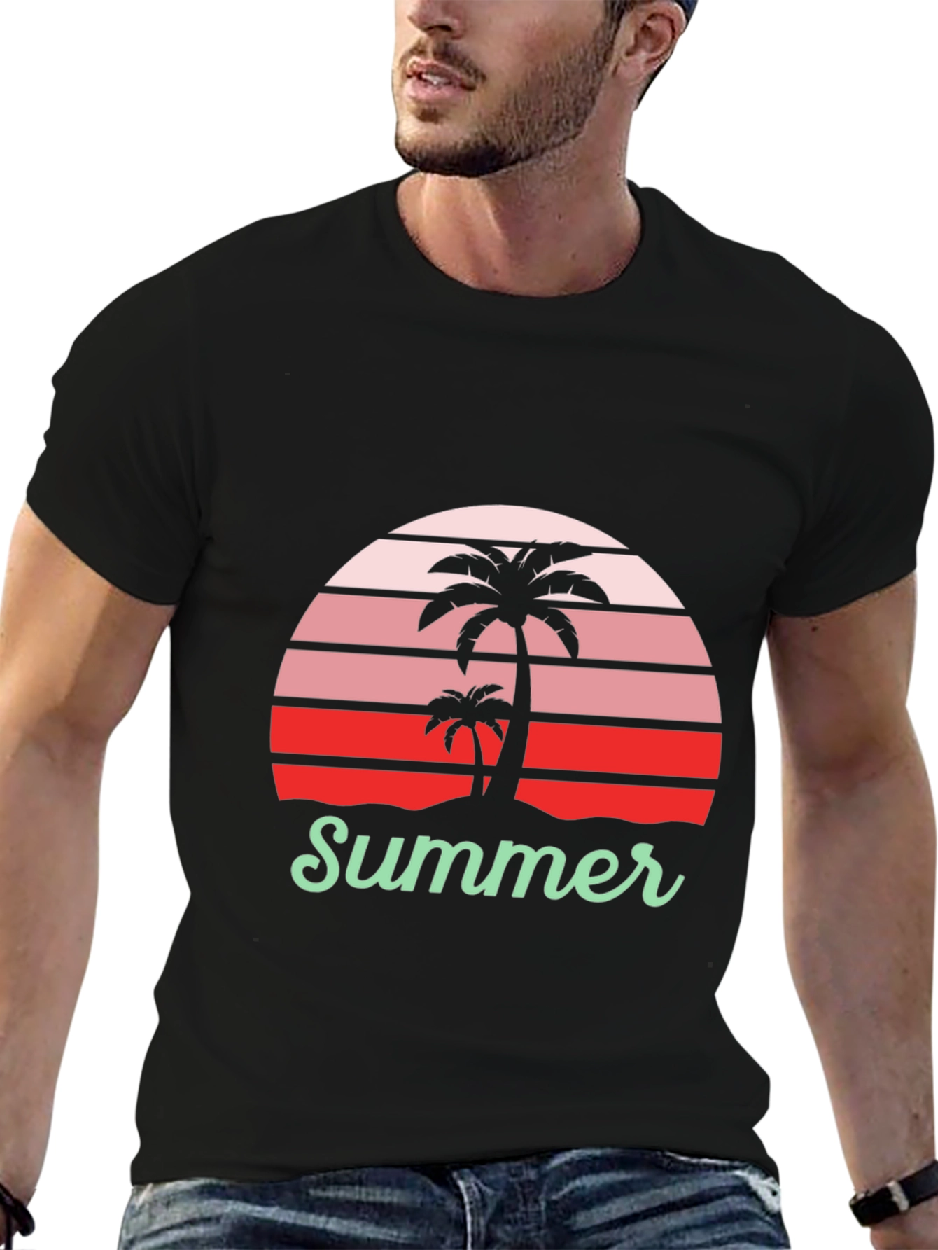 Summer Palm Tree Graphic T-Shirt