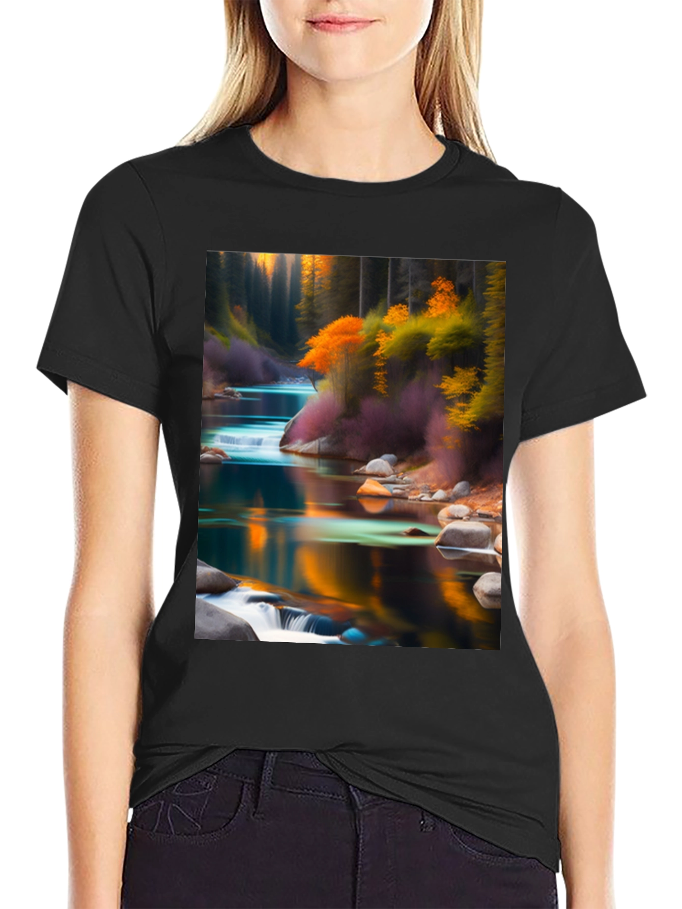 Natures Reflection Black T-Shirt
