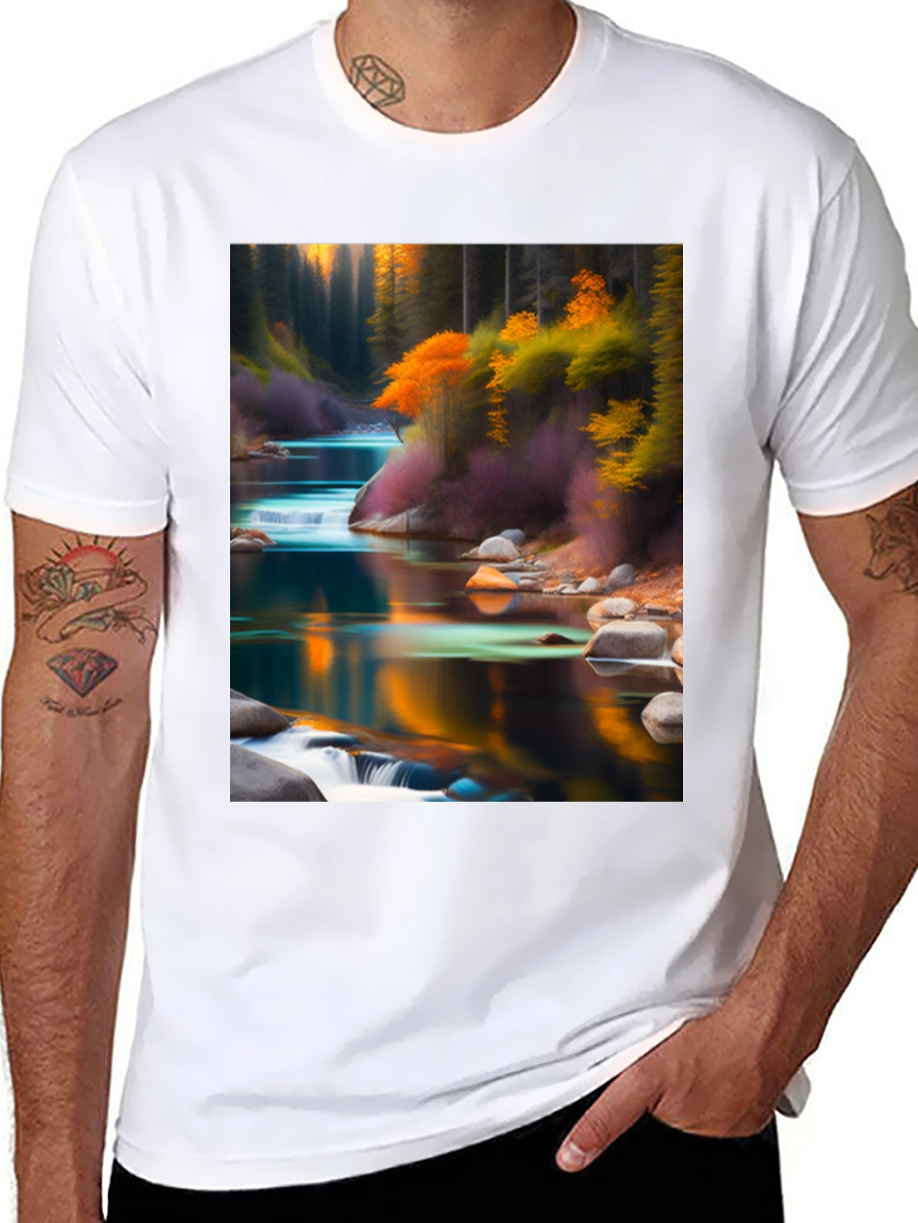 Natures Reflection Black T-Shirt