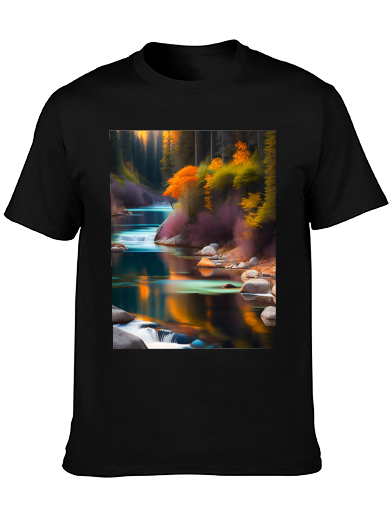 Natures Reflection Black T-Shirt