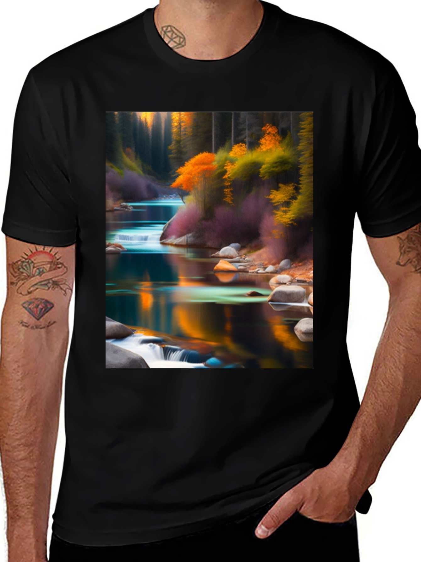 Natures Reflection Black T-Shirt
