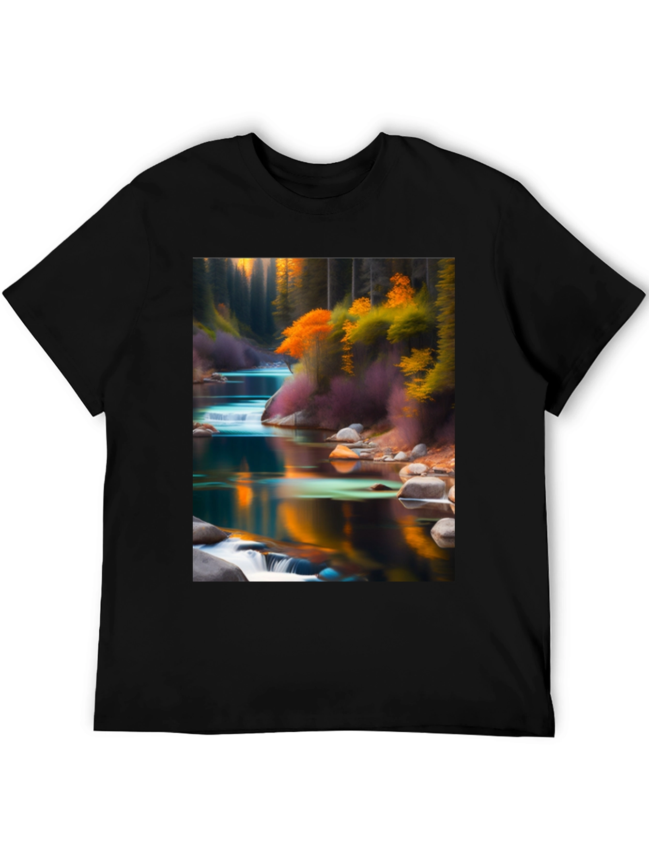 Natures Reflection Black T-Shirt